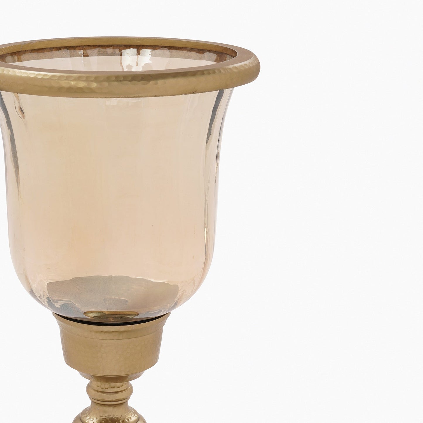 Amber & Gold Glass Hurricane Candle Holder