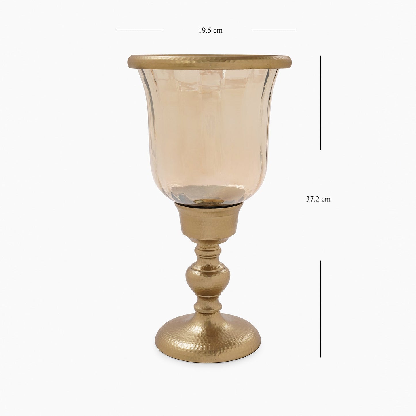 Amber & Gold Glass Hurricane Candle Holder