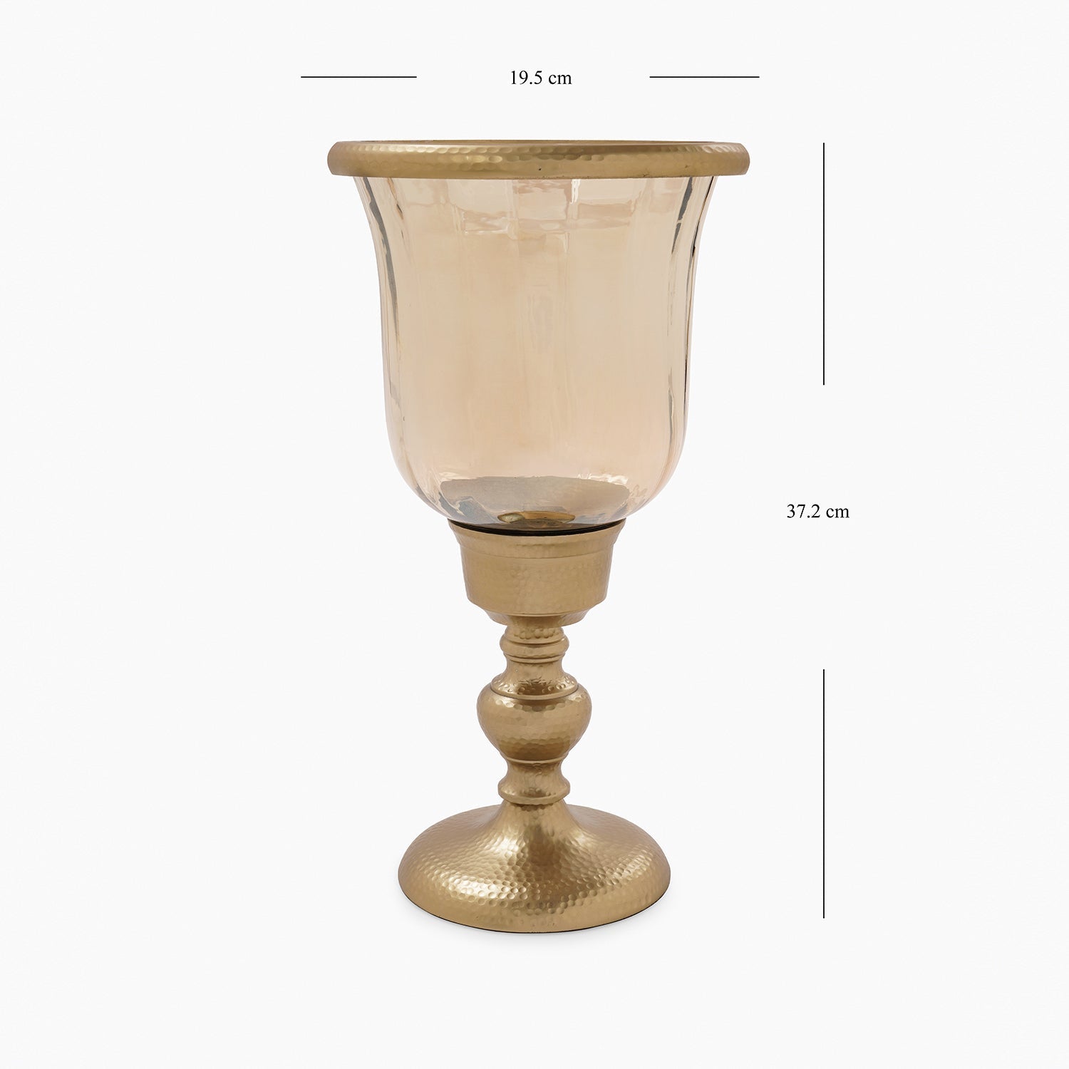 Amber & Gold Glass Hurricane Candle Holder