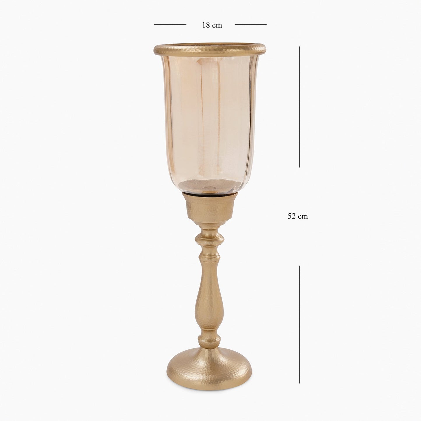 Amber & Gold Tall Hammered Glass Hurricane Candle Holder