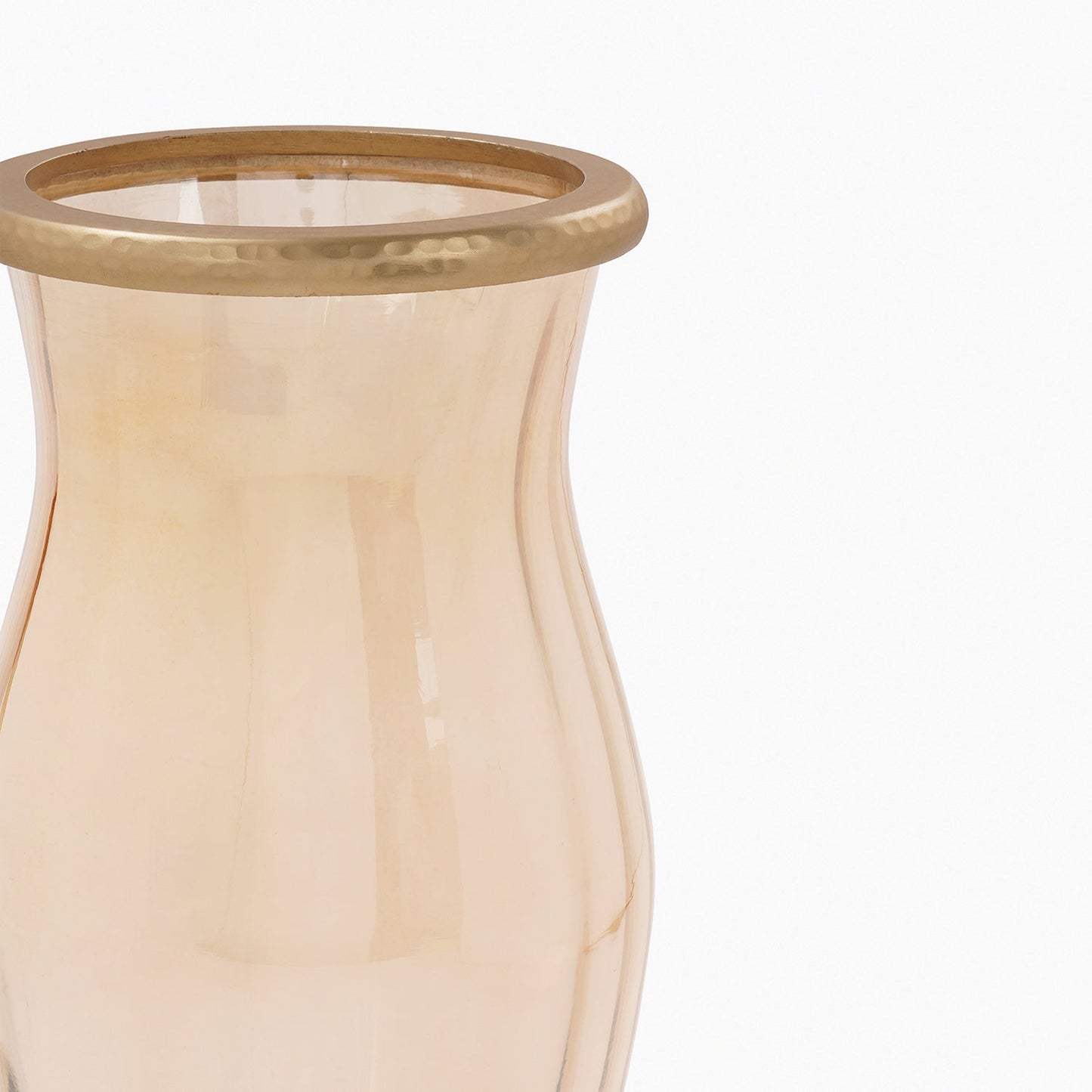 Amber & Gold Glass Hammered Hurricane with Metal Base
