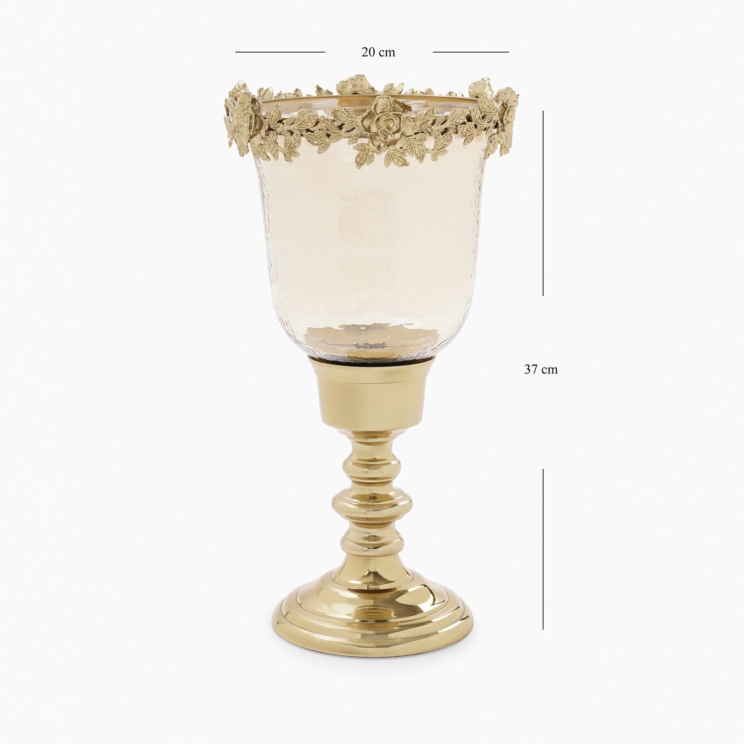 Amber & Gold Glass Hammered Candle Holder - Small
