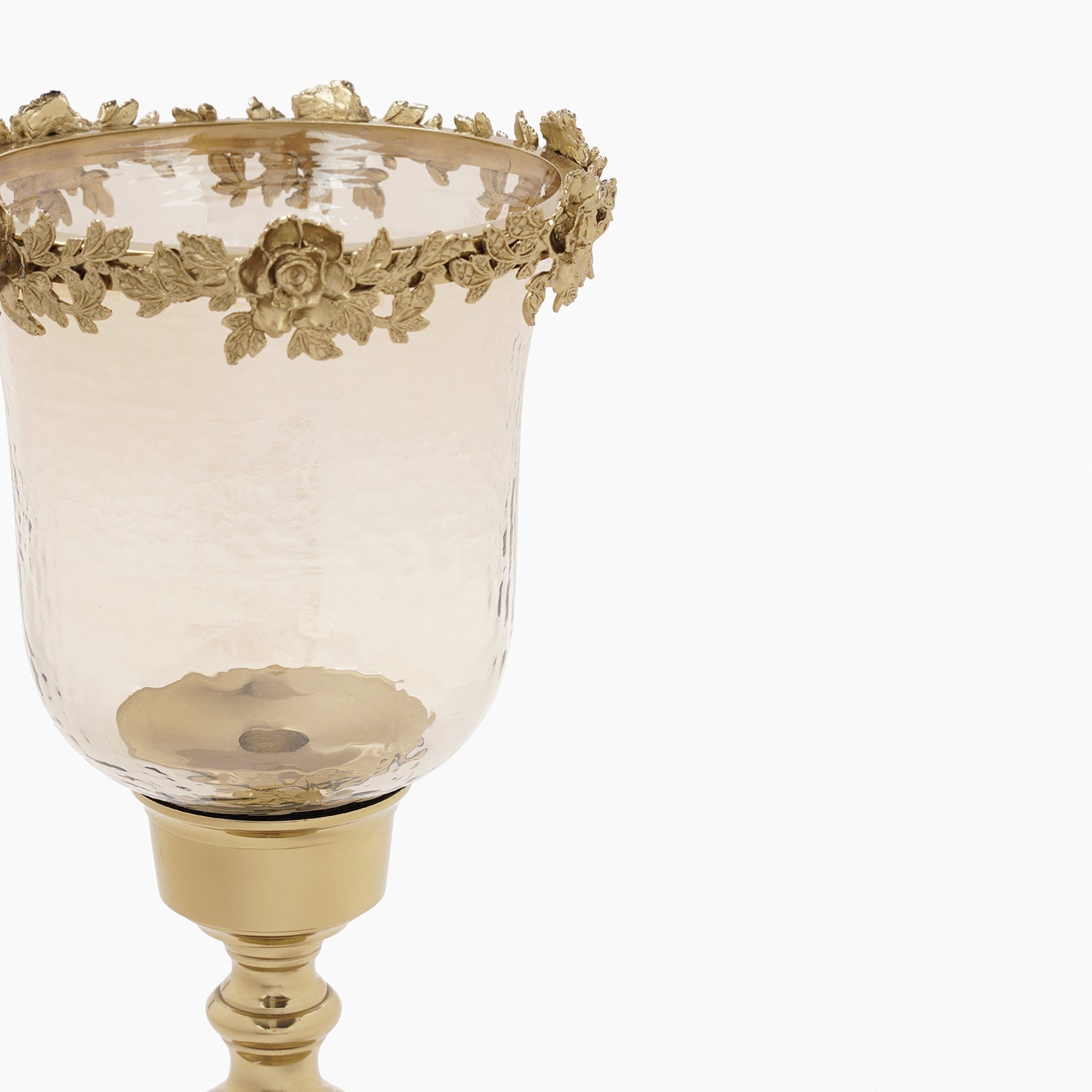 Amber & Gold Glass Hammered Candle Holder - Large