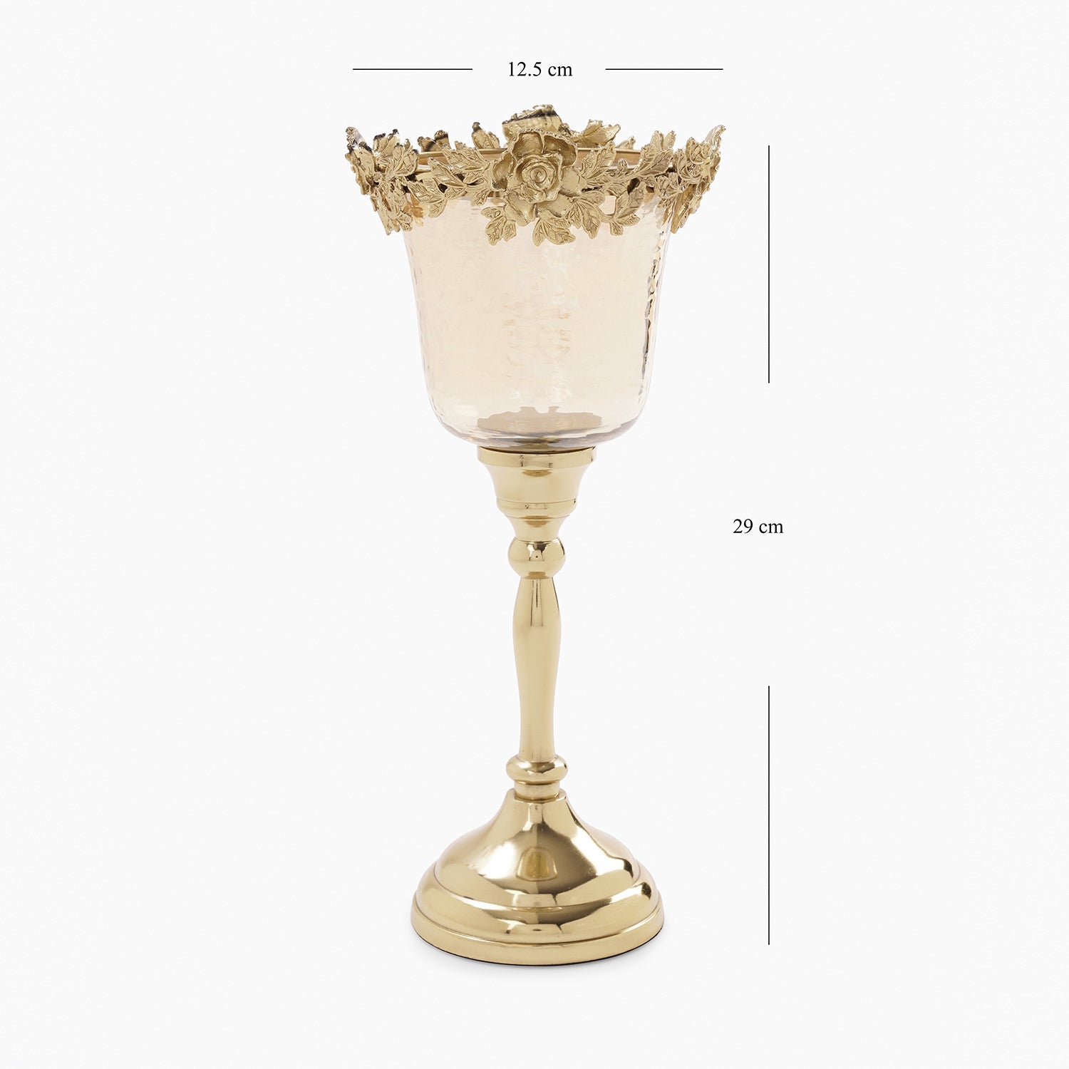 Amber & Gold Hammered Candle Holder with Stand - Small