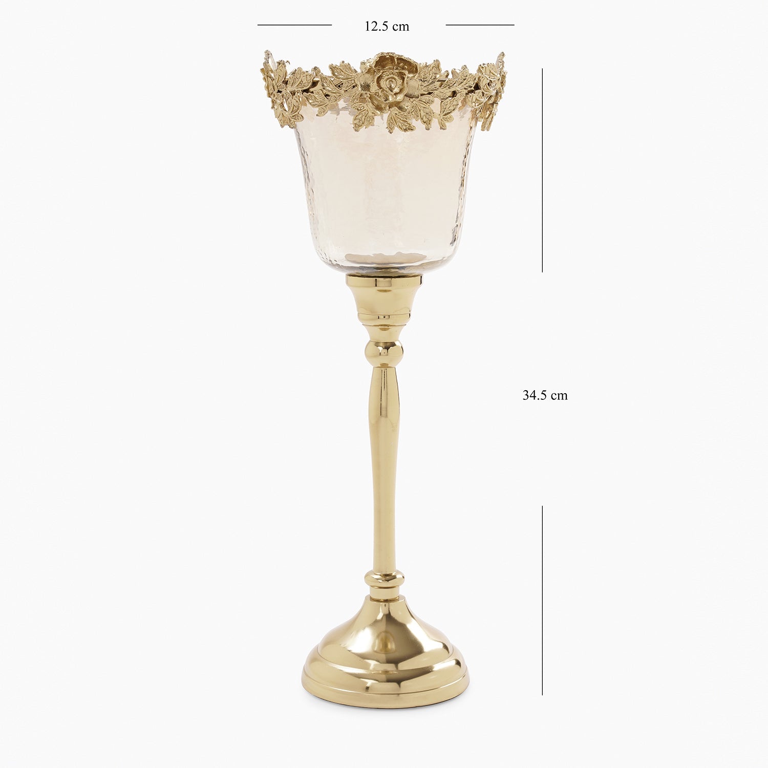 Amber & Gold Hammered Candle Holder with Stand - Large