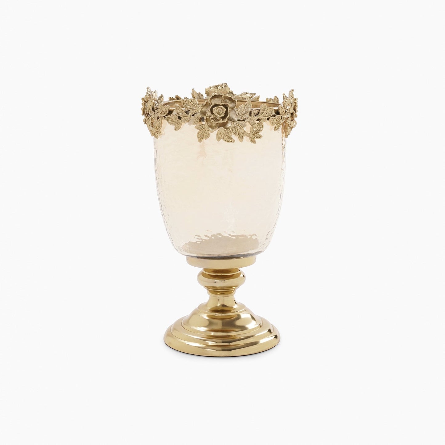 Amber & Gold Glass Hammered Candle Holder