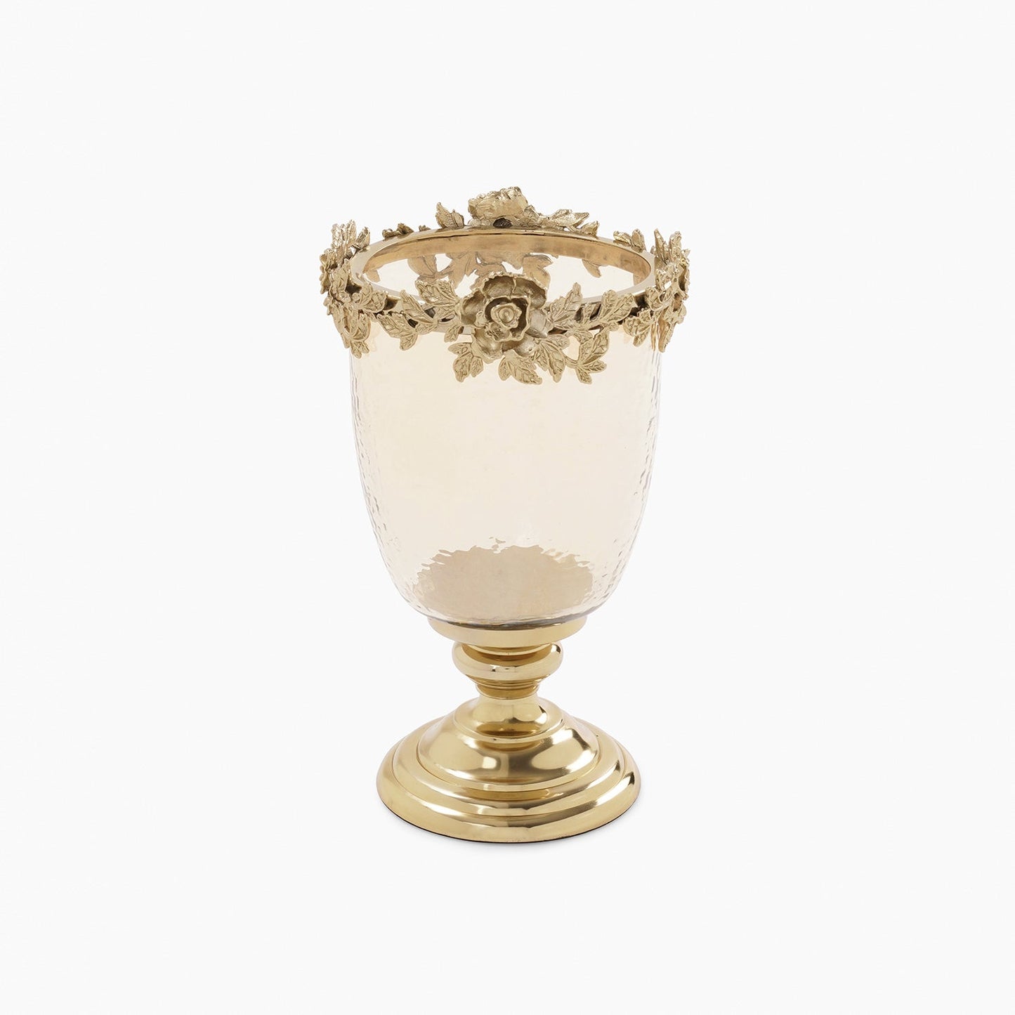Amber & Gold Glass Hammered Candle Holder