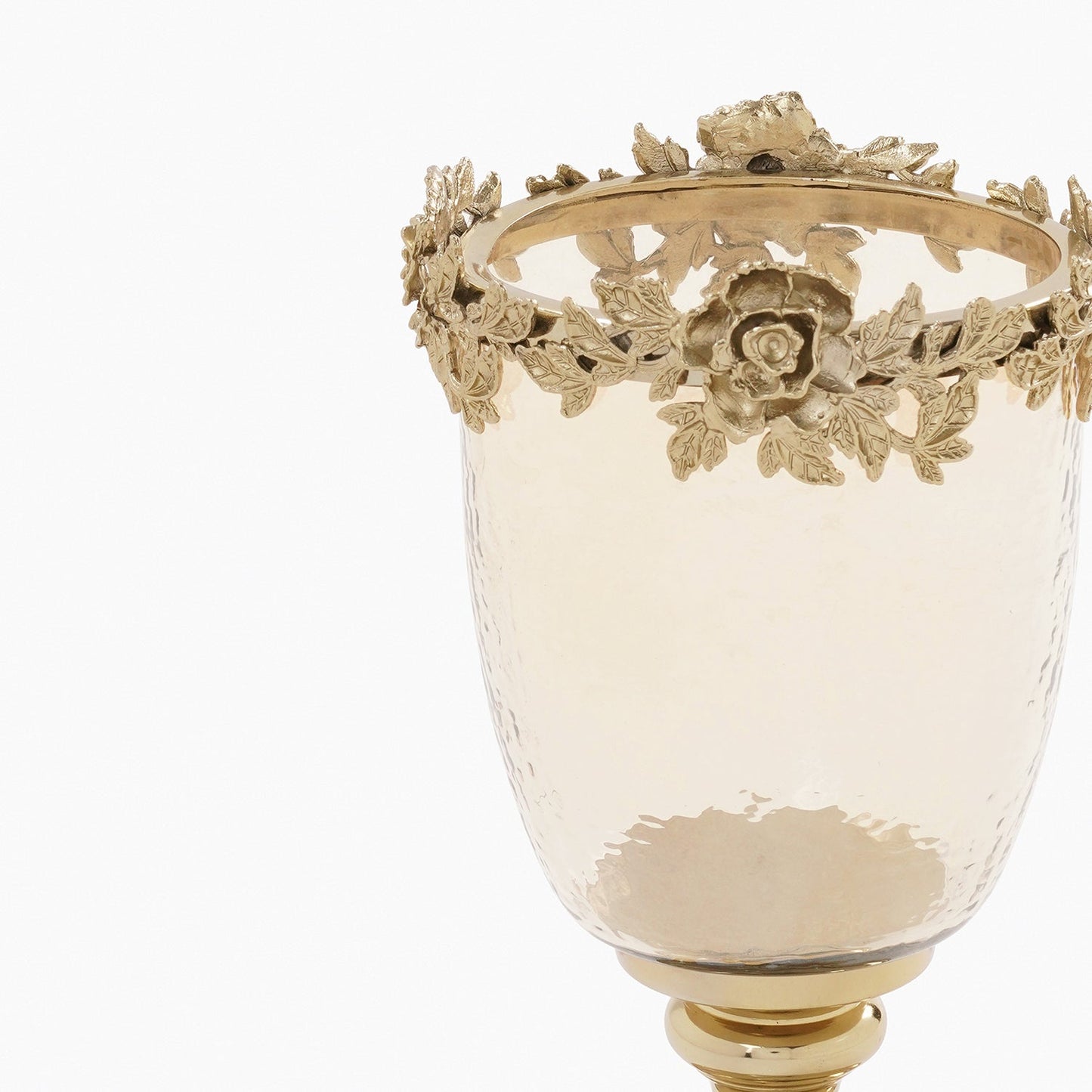 Amber & Gold Glass Hammered Candle Holder