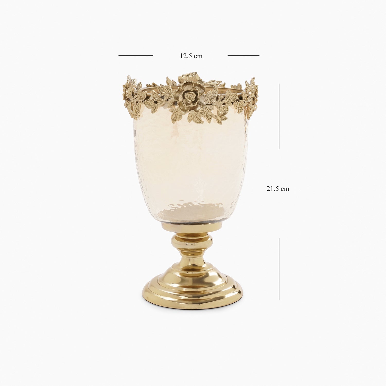 Amber & Gold Glass Hammered Candle Holder