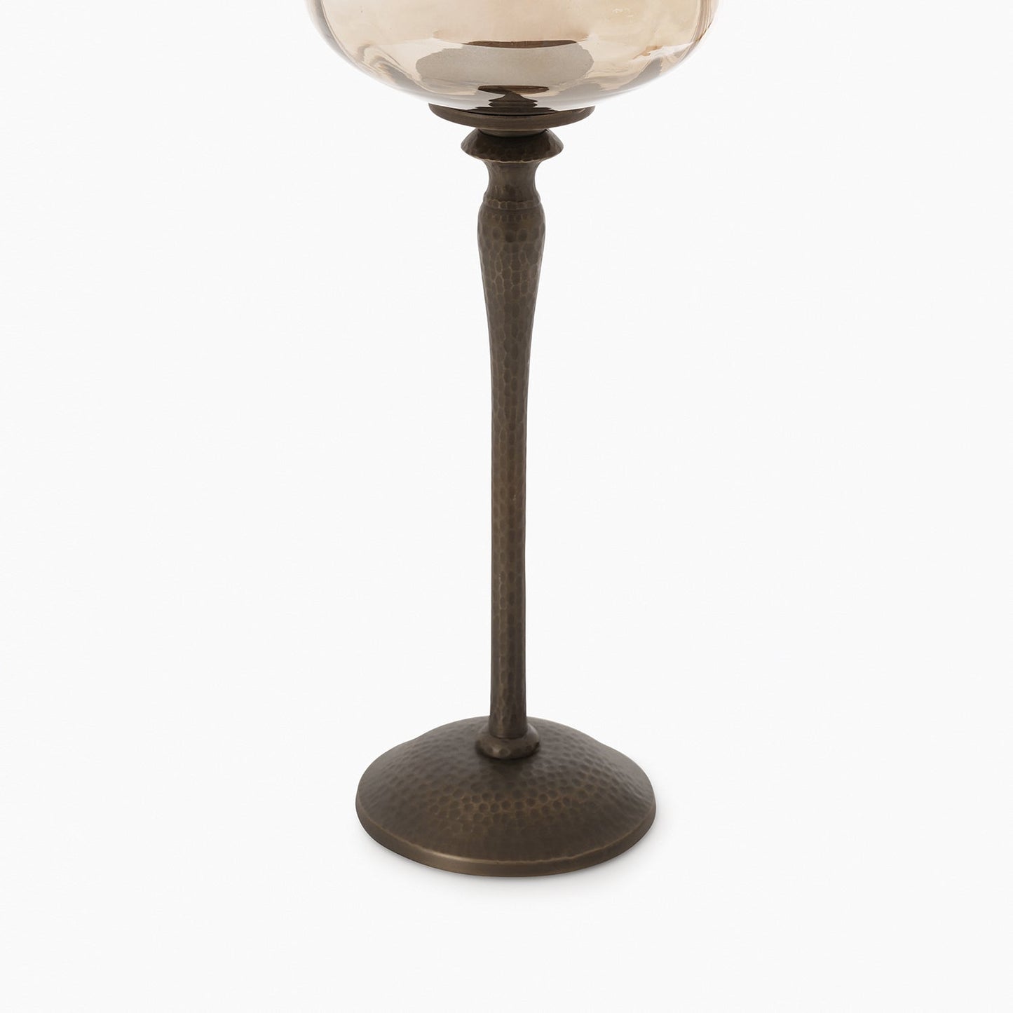 Brown Antique Finish Hammered Glass Candle Holder