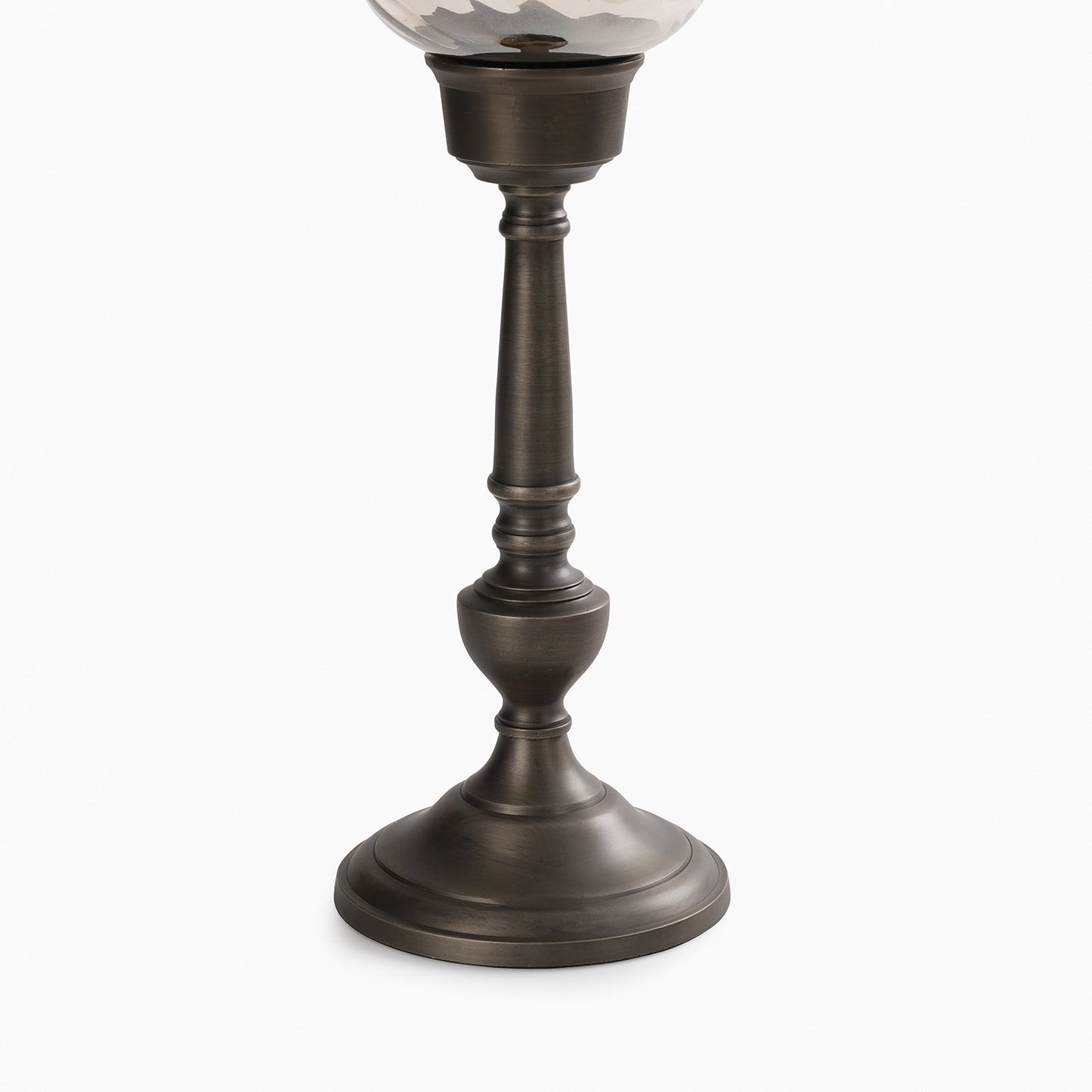 Brown Antique Glass Candle Holder with Metal Base
