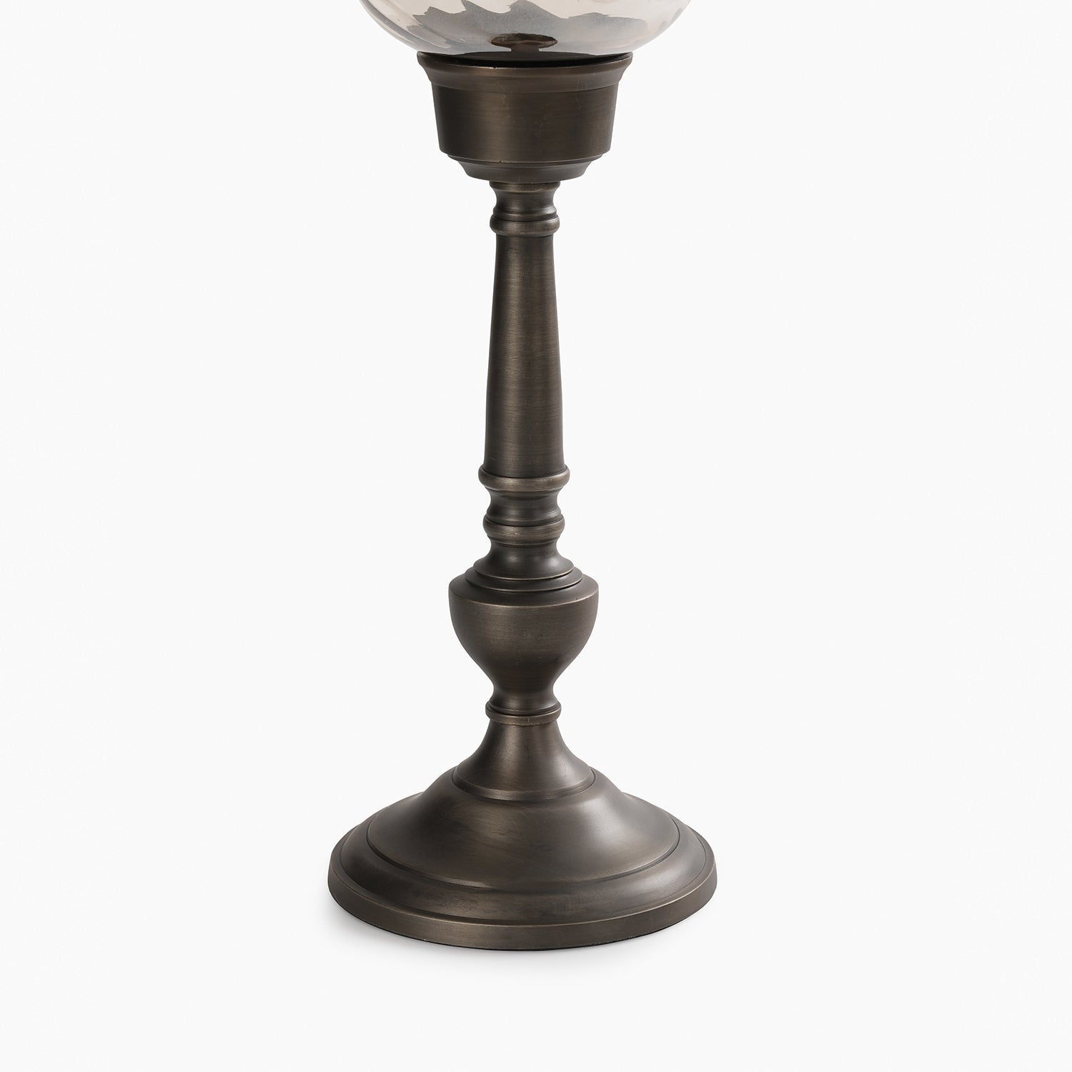 Brown Antique Glass Candle Holder with Metal Base