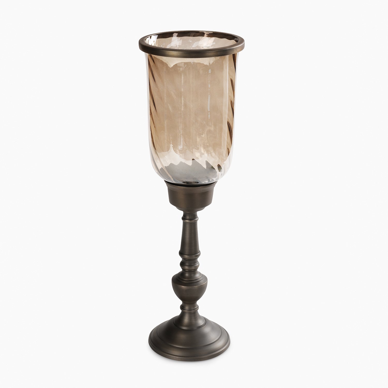 Brown Antique Textured Glass Candle Holder with Stand