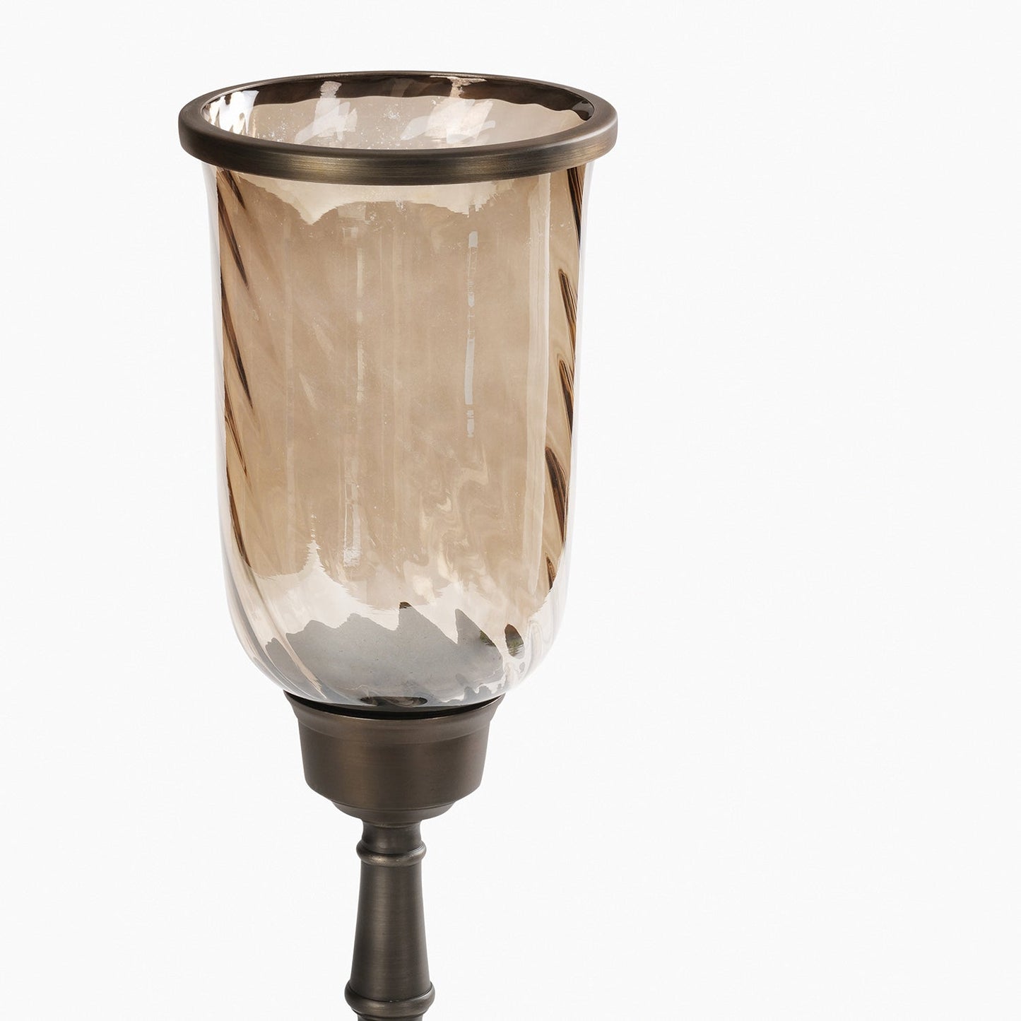 Brown Antique Textured Glass Candle Holder with Stand