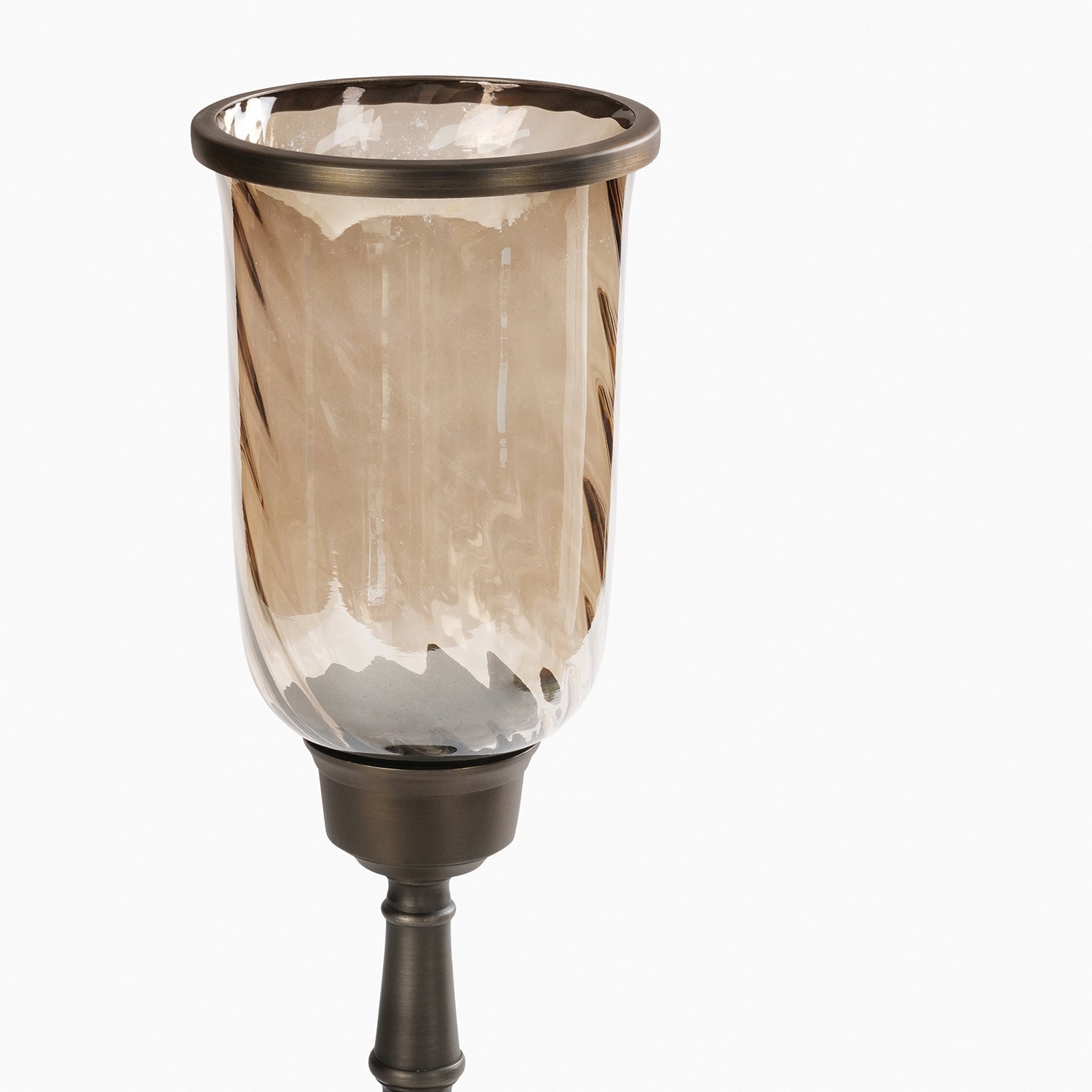 Brown Antique Textured Glass Candle Holder with Stand