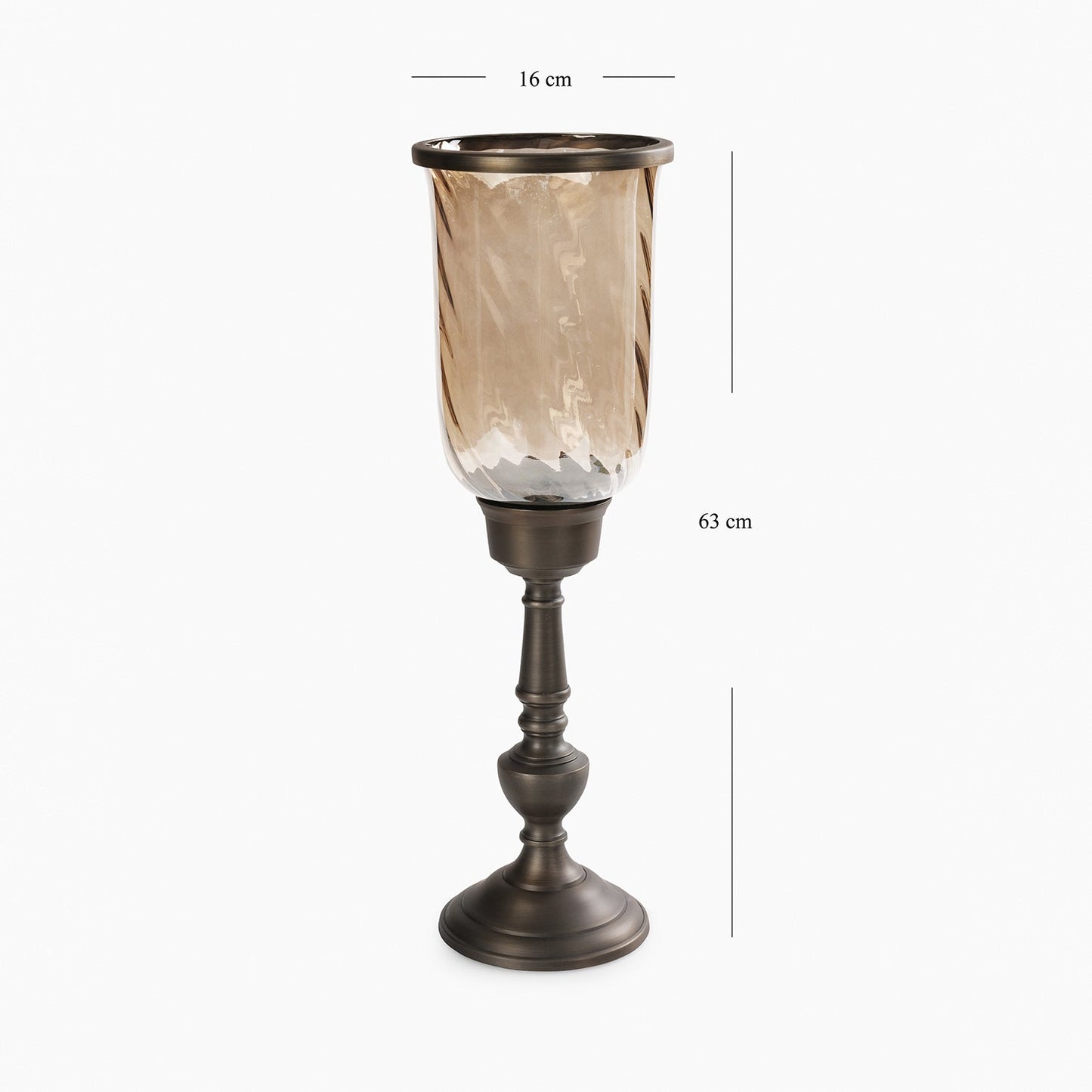 Brown Antique Textured Glass Candle Holder with Stand