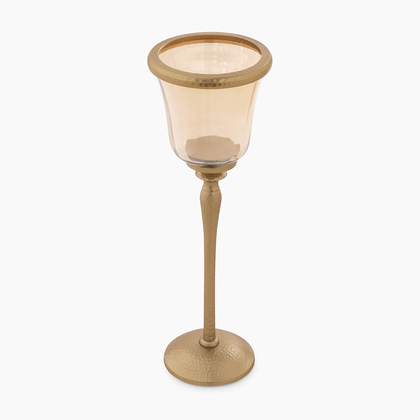 Amber & Gold Votive Candle Holder with Base - Large