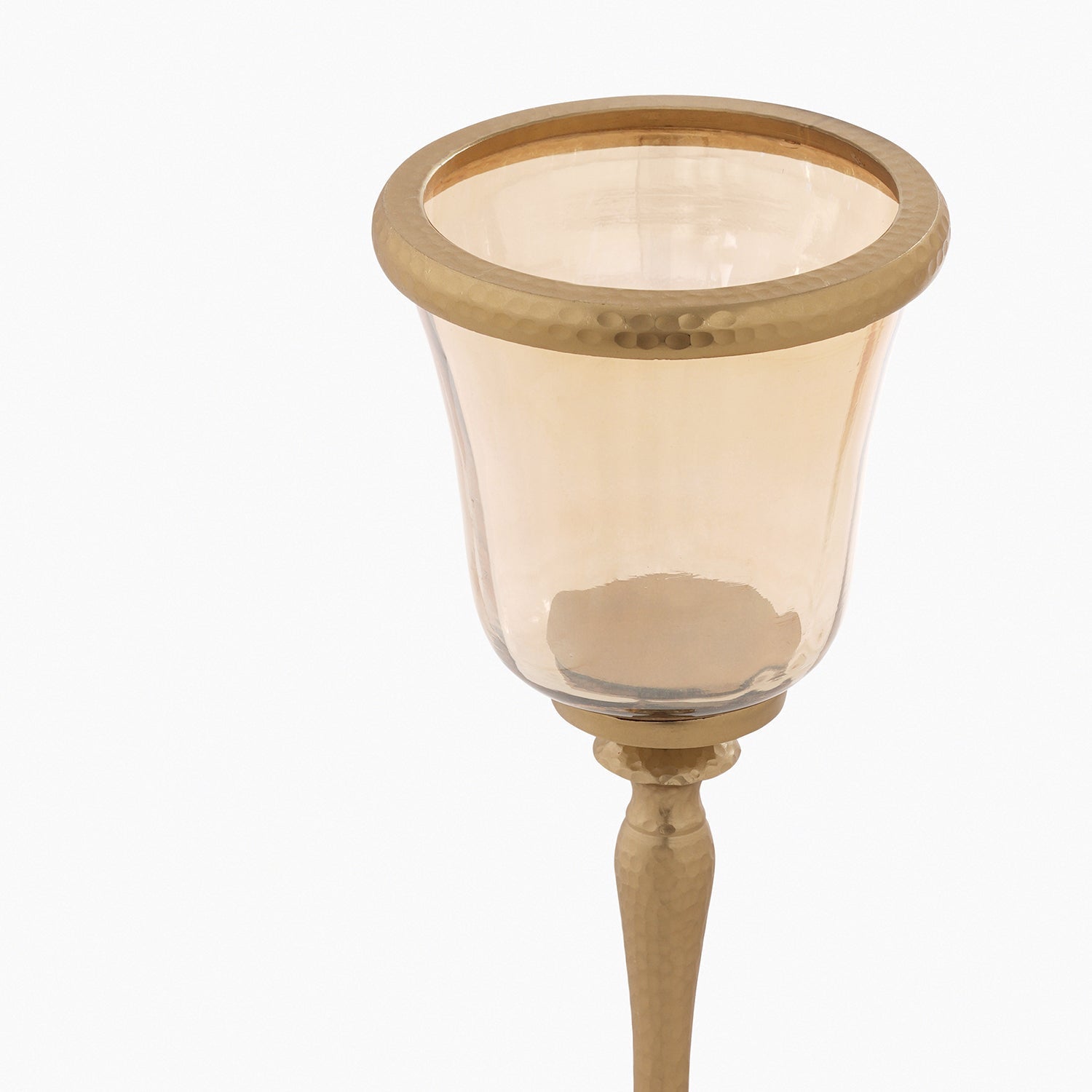 Amber & Gold Votive Candle Holder with Base - Large