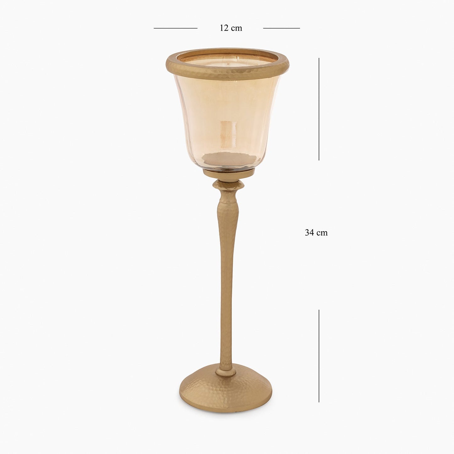Amber & Gold Votive Candle Holder with Base - Large