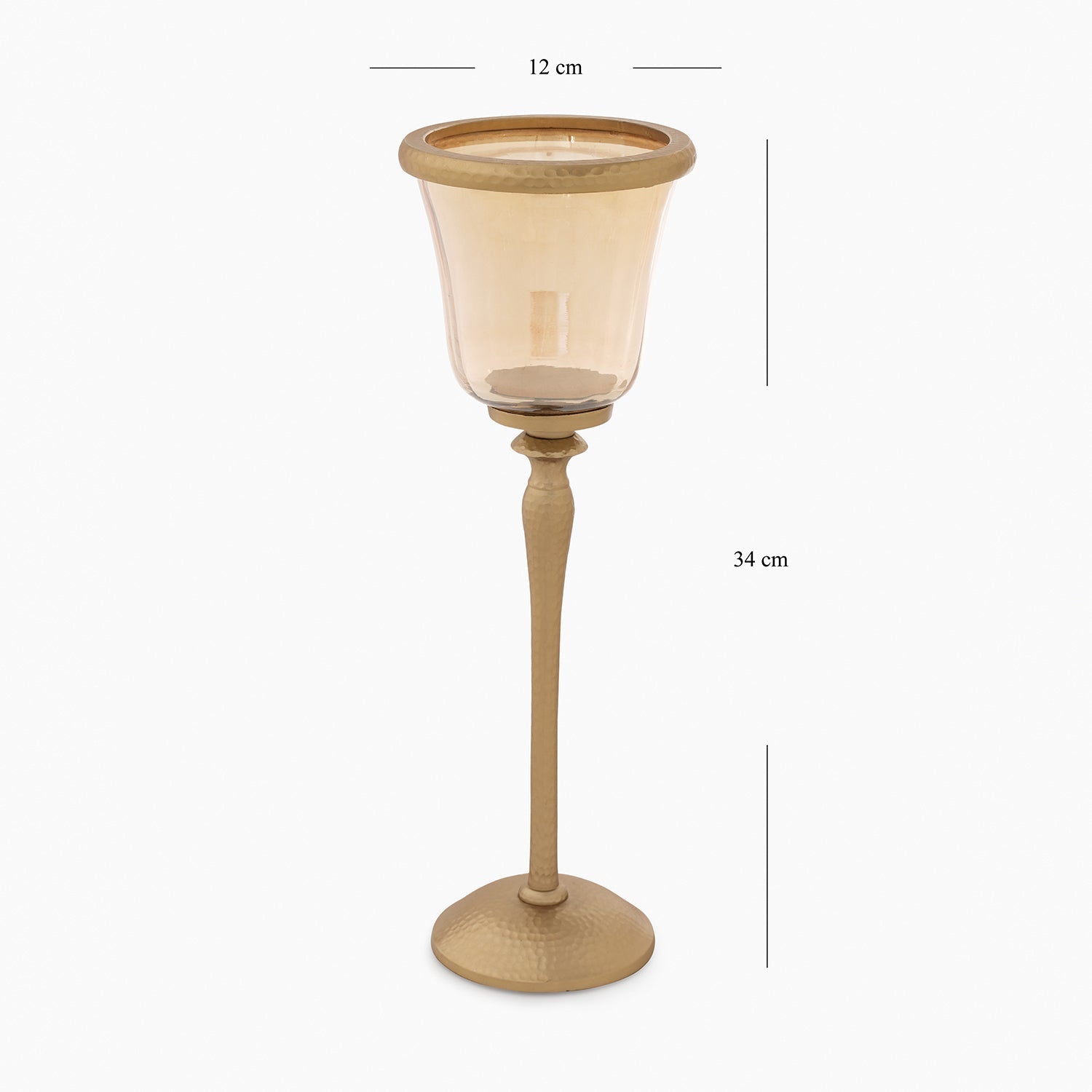 Amber & Gold Votive Candle Holder with Base - Large