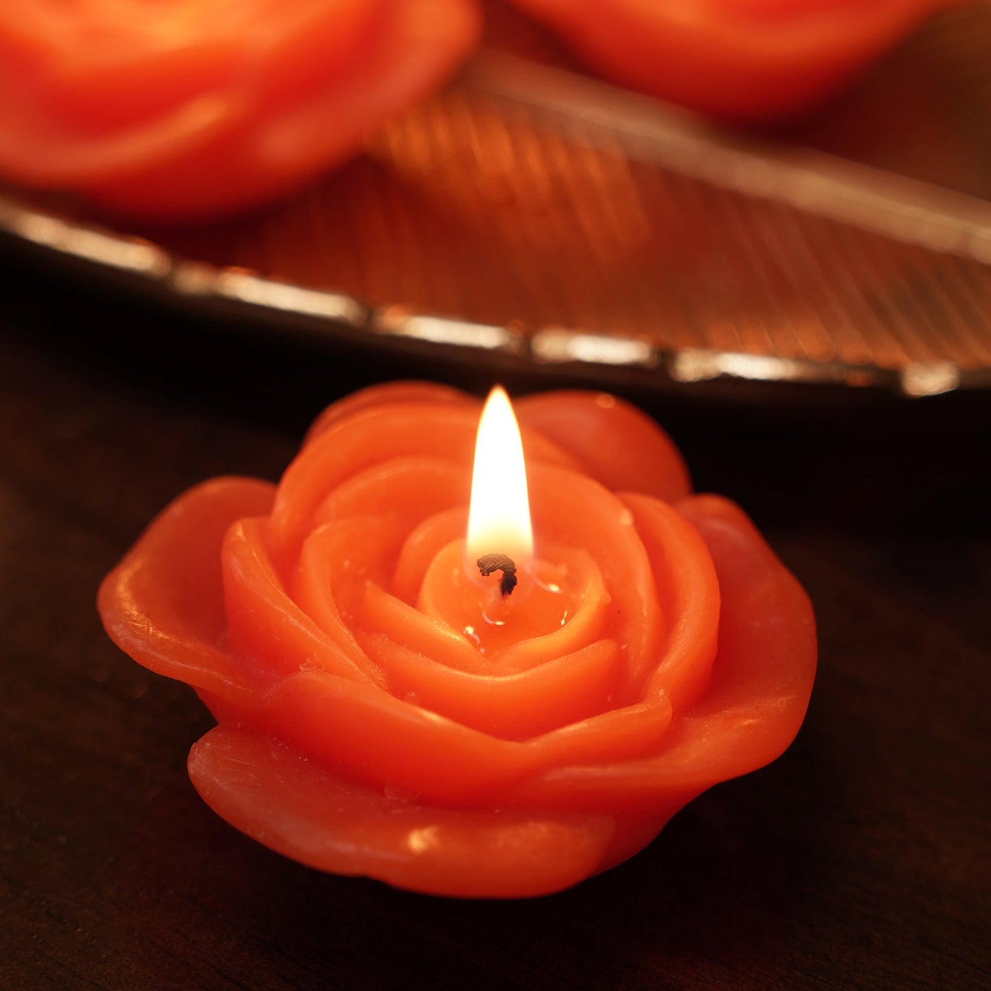 Set of 4 Orange Flower Shaped Candles