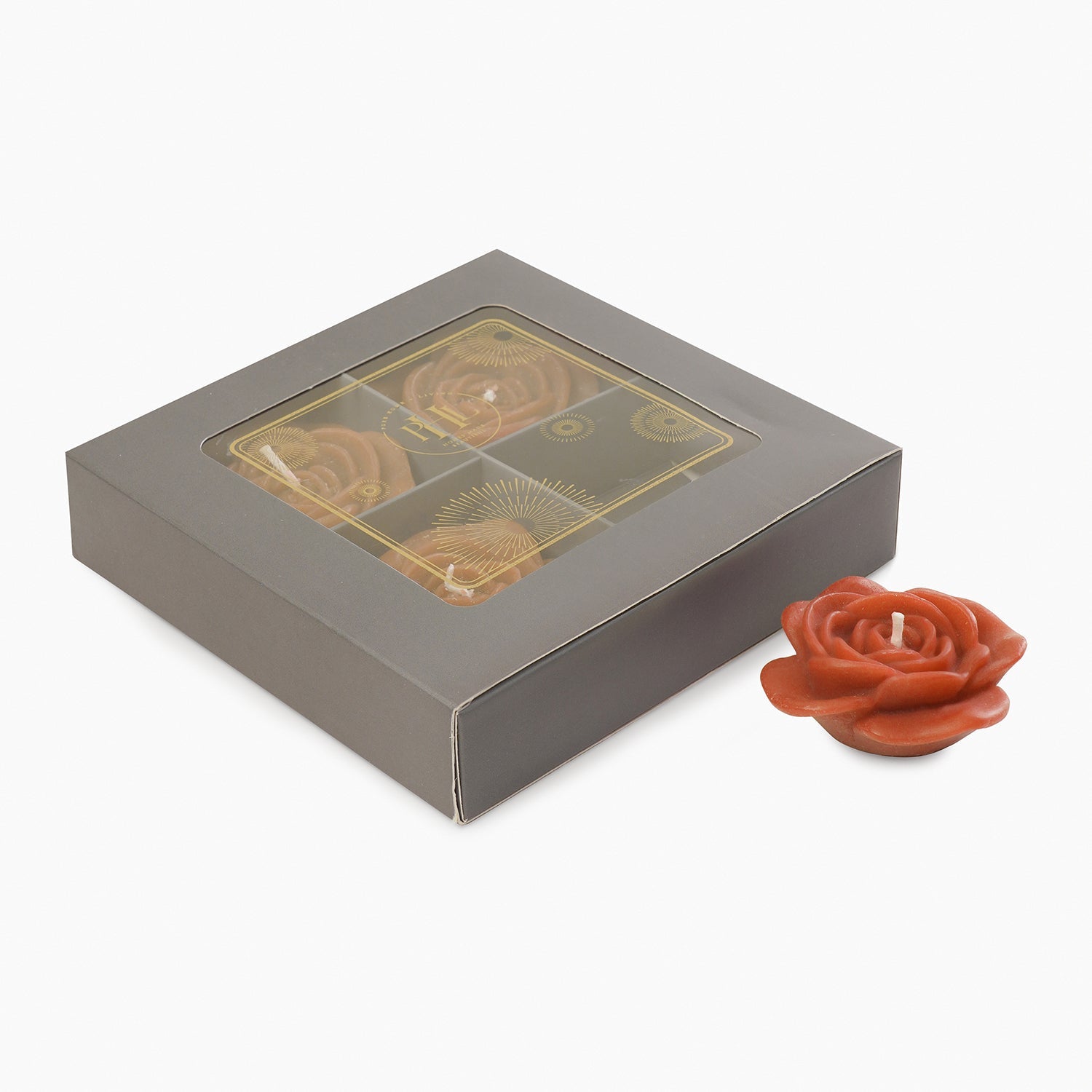 Set of 4 Orange Flower Shaped Candles
