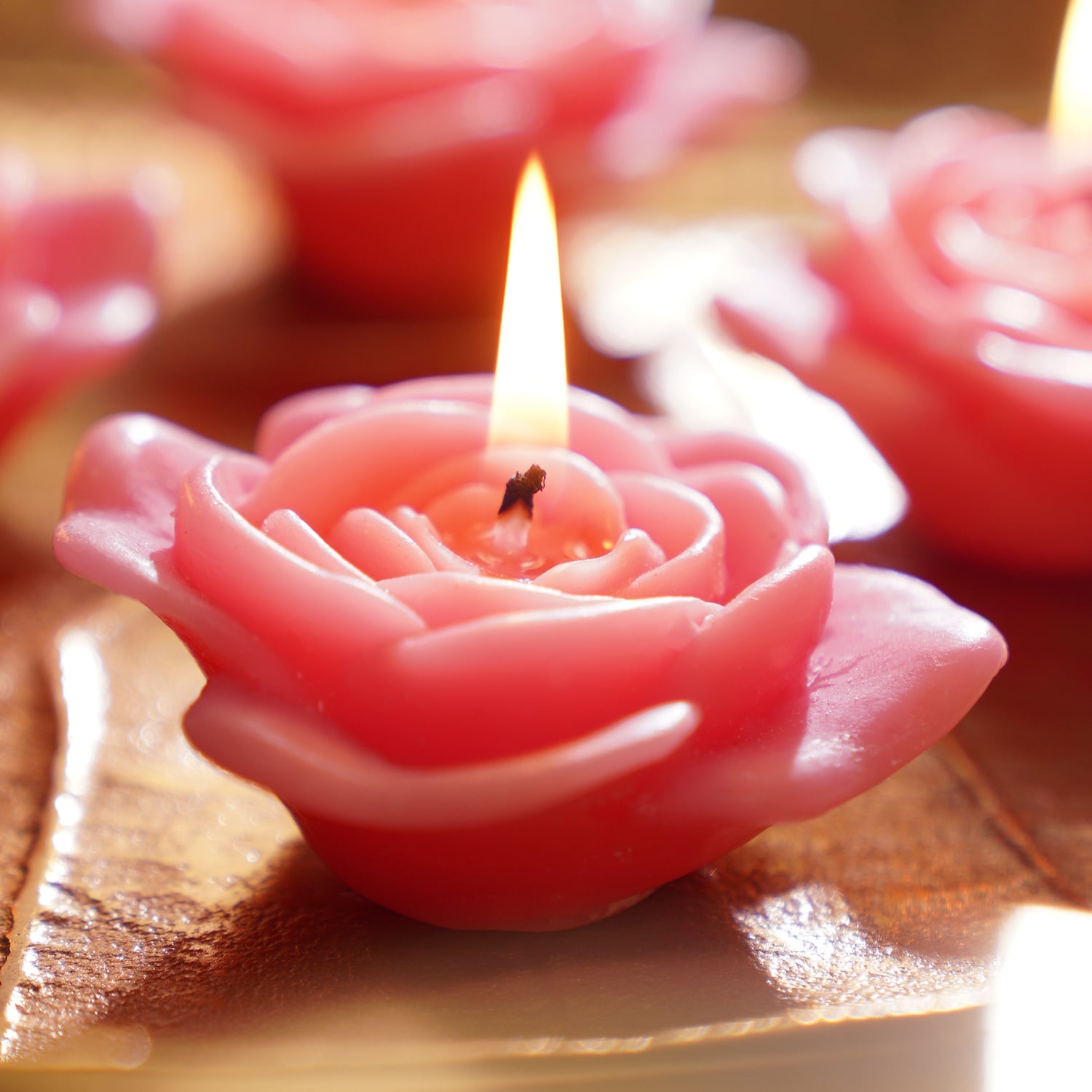 Set of 4 Pink Flower Shaped Candles