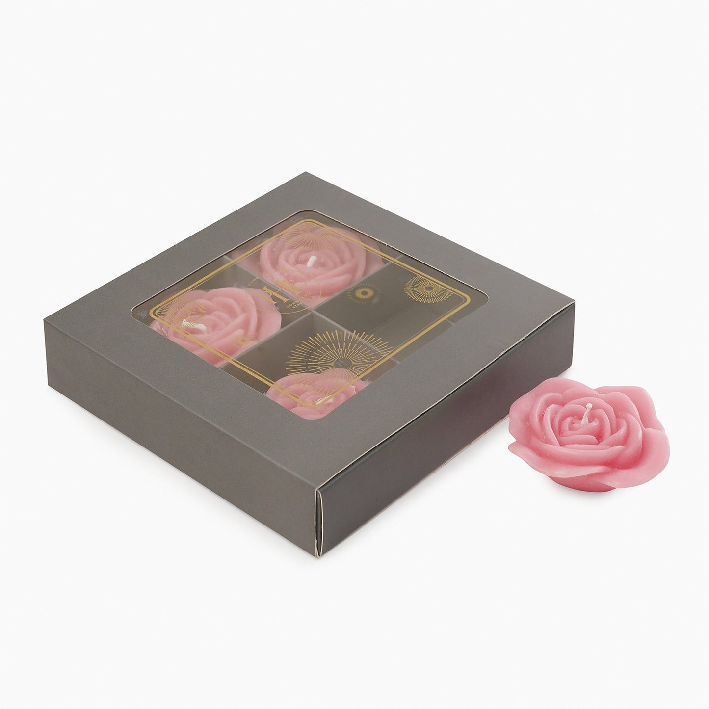 Set of 4 Pink Flower Shaped Candles