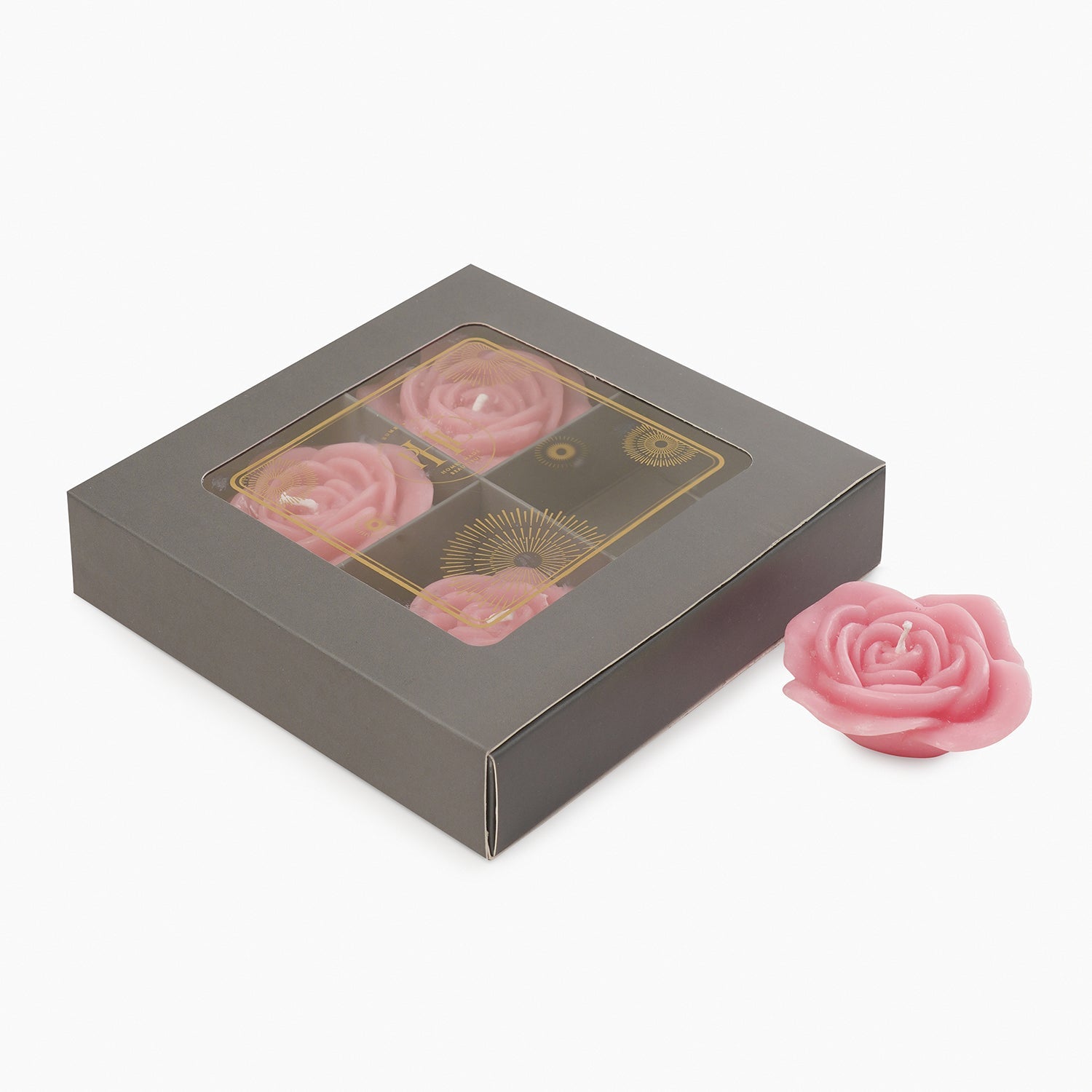 Set of 4 Pink Flower Shaped Candles