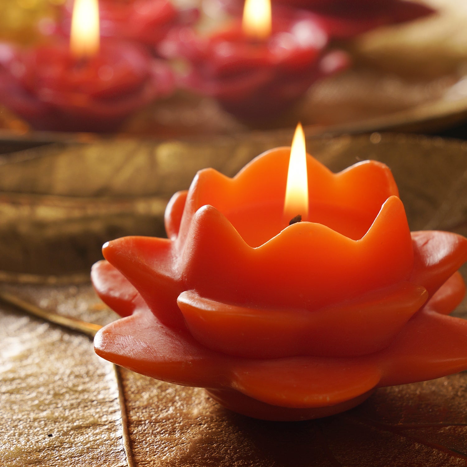 Orange Flower Shaped Candle