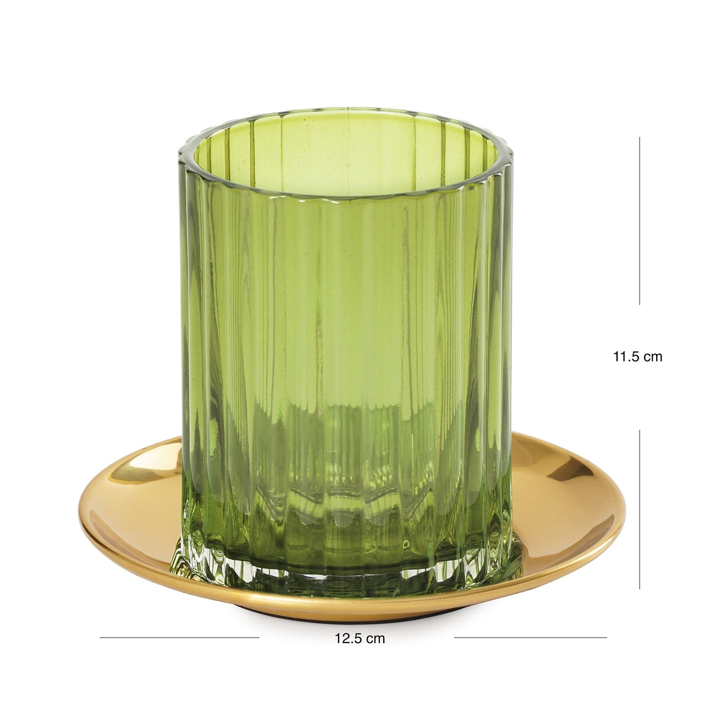 Green Textured Glass Candle Holder with Base
