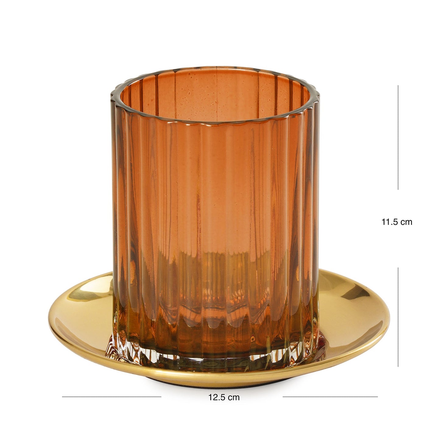 Brown Textured Glass Candle Holder with Base