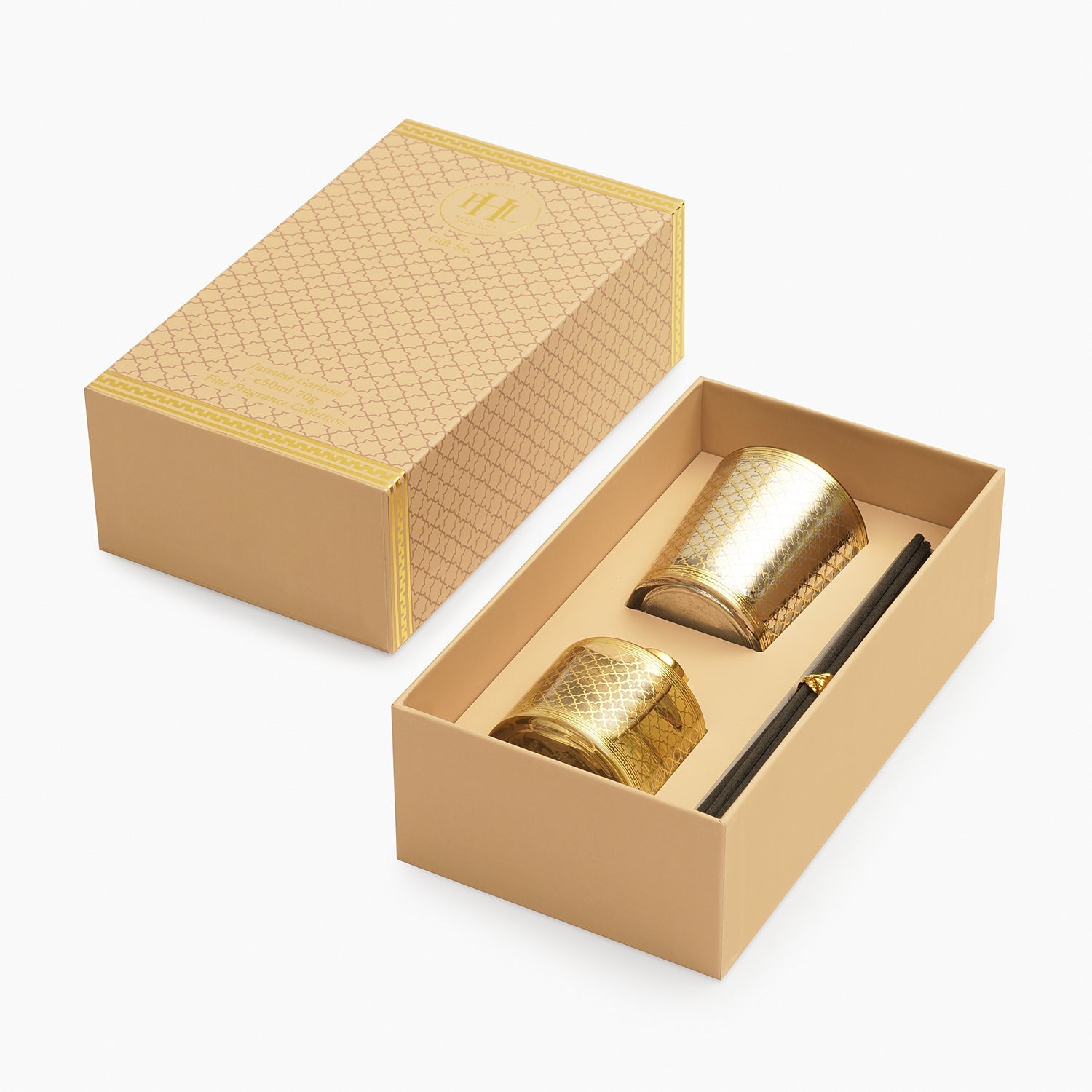 Gold Jasmine Garland Candle & Diffuser Set