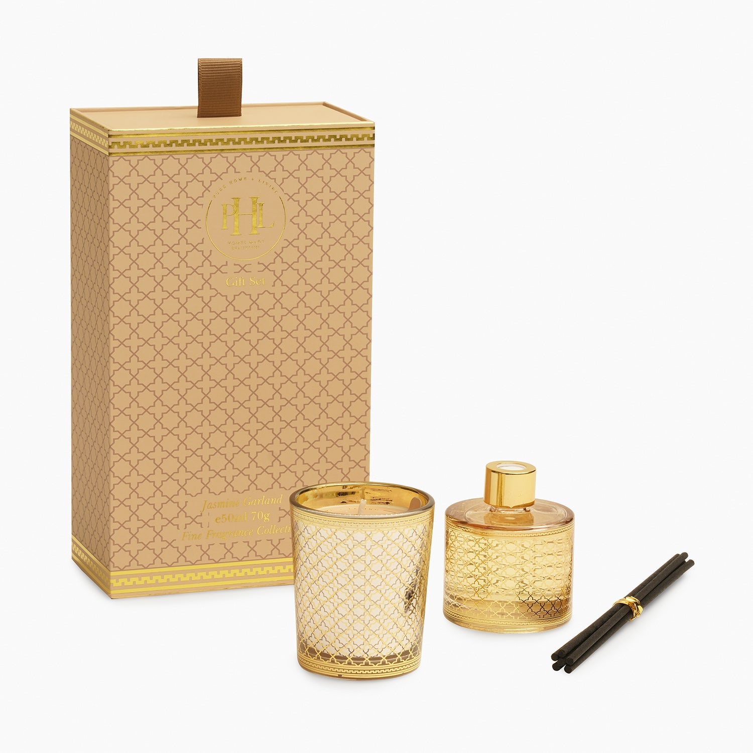 Gold Jasmine Garland Candle & Diffuser Set