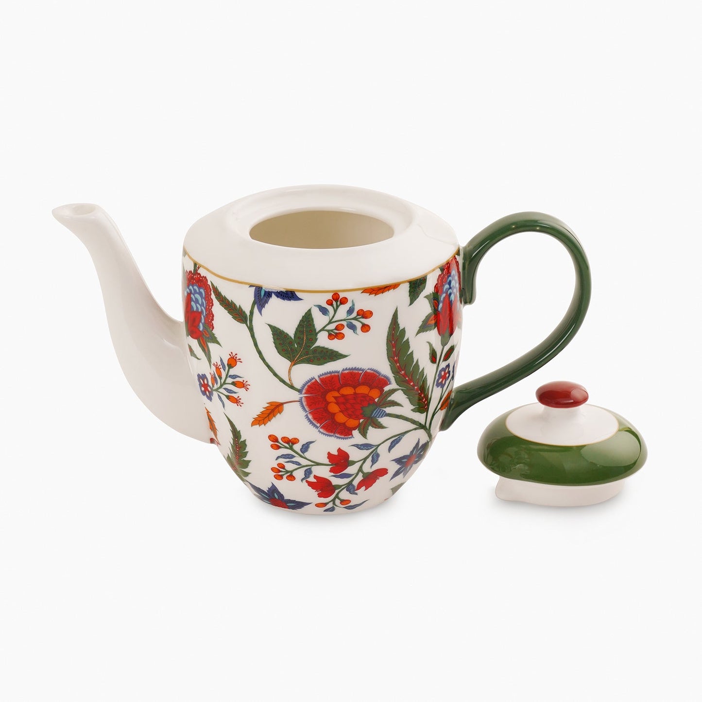 Multicoloured Bone China Floral Pattern Tea Set