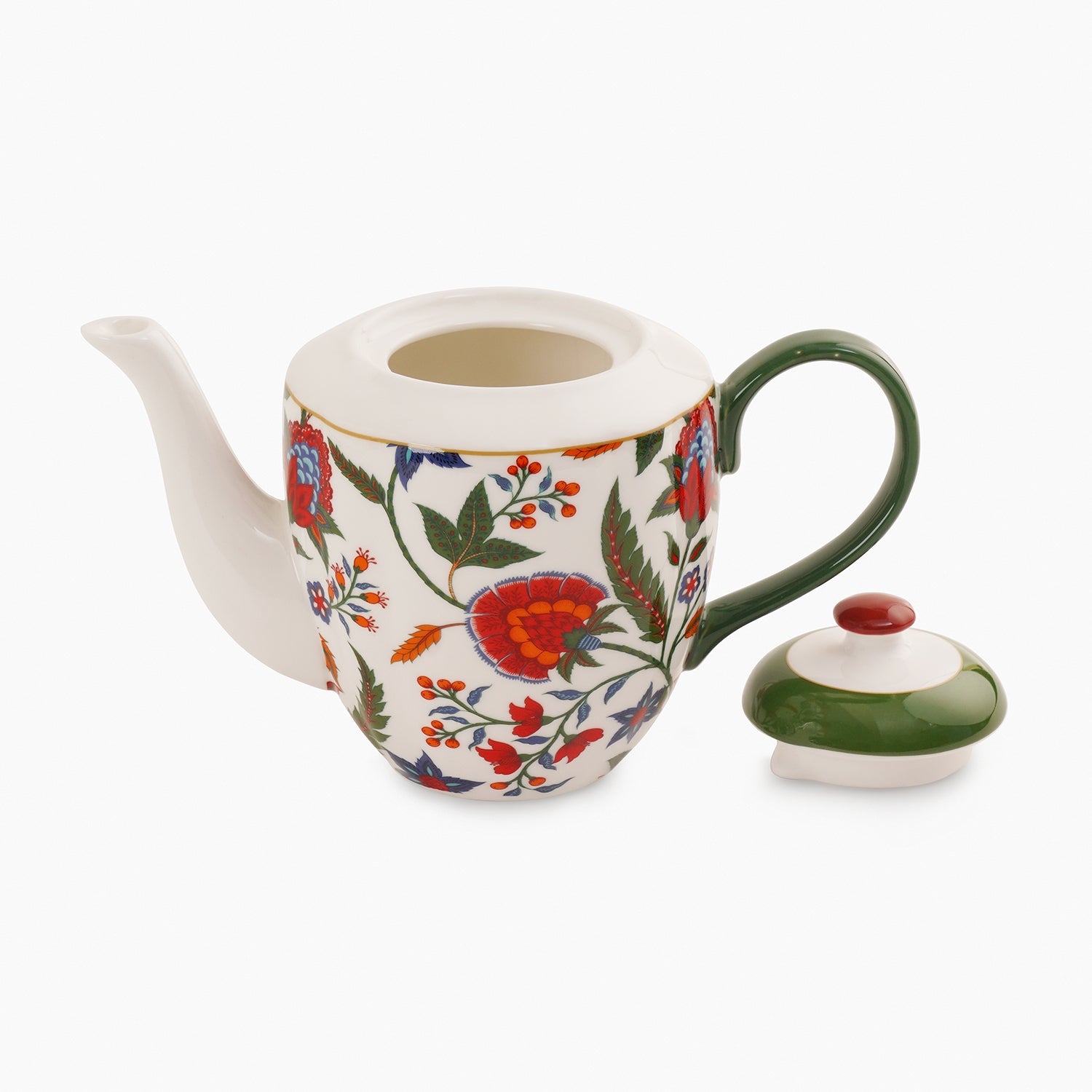 Multicoloured Bone China Floral Pattern Tea Set
