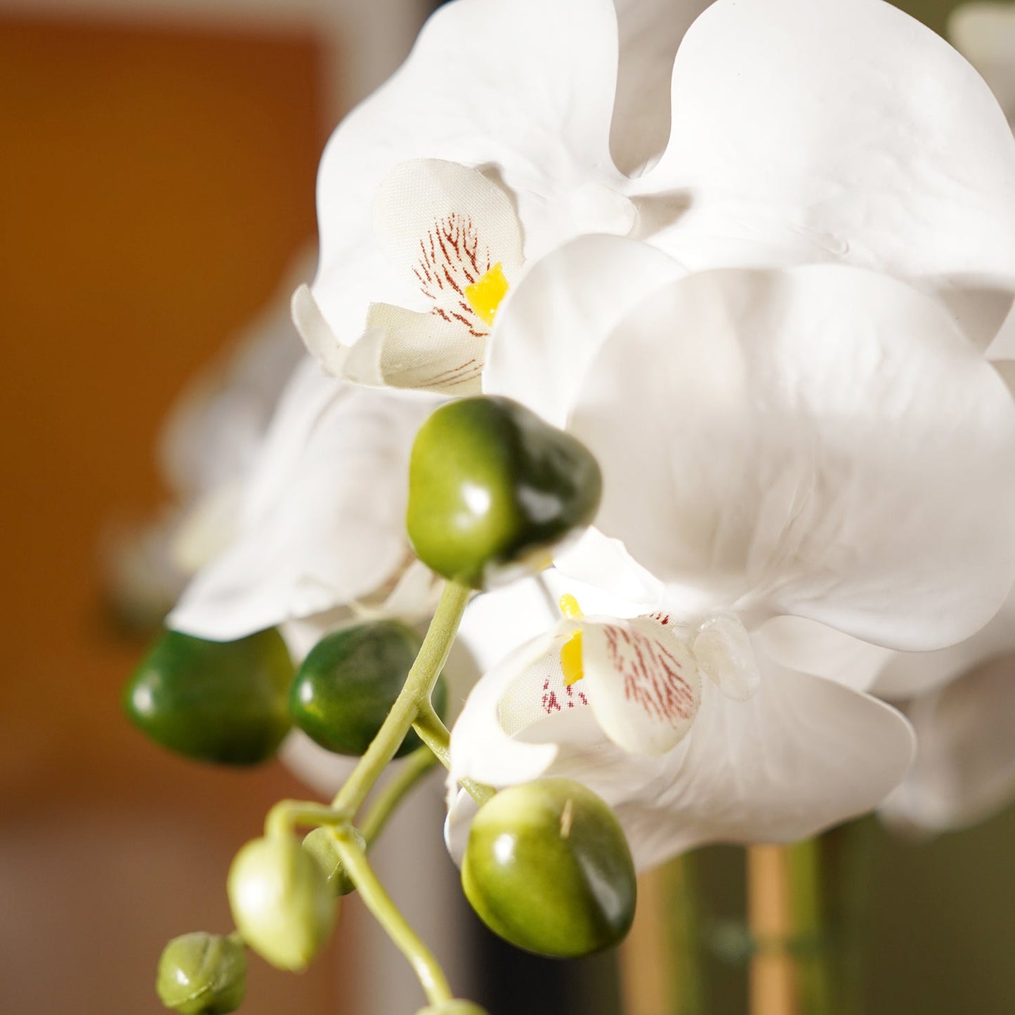 White Artificial Orchid in Paper Mache Pot - Large