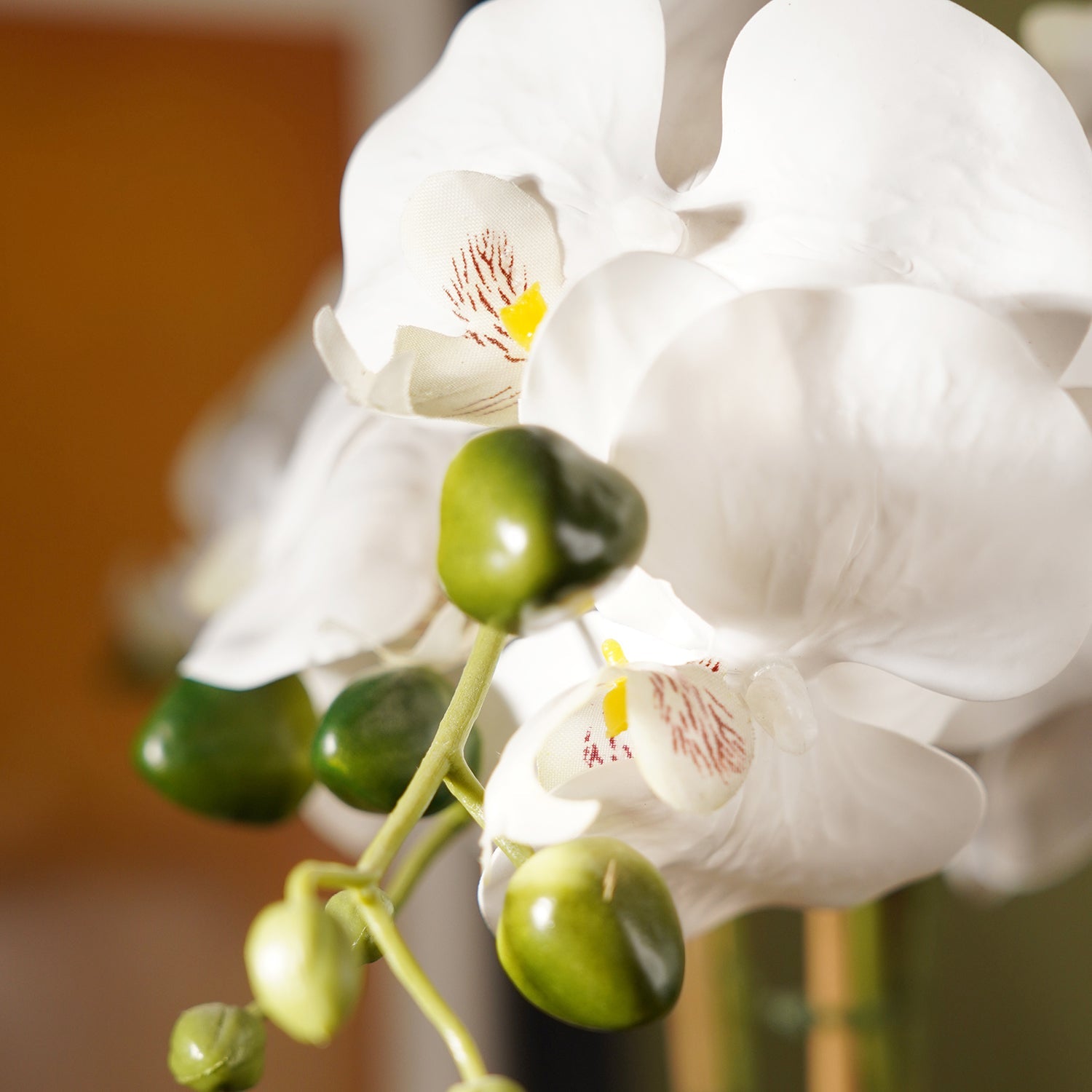 White Artificial Orchid in Paper Mache Pot - Large