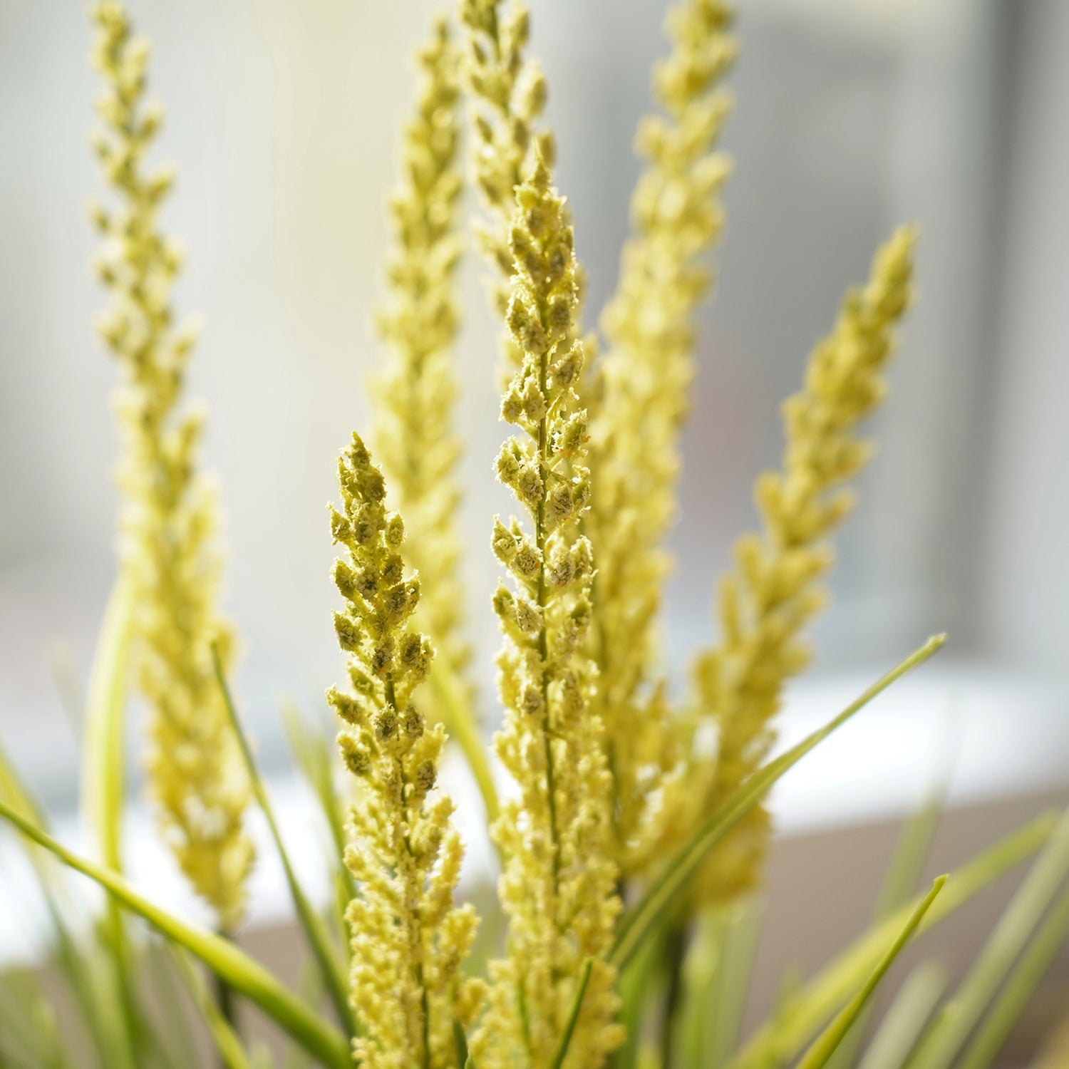 Green Artificial Reed Flower In Rattan Basket