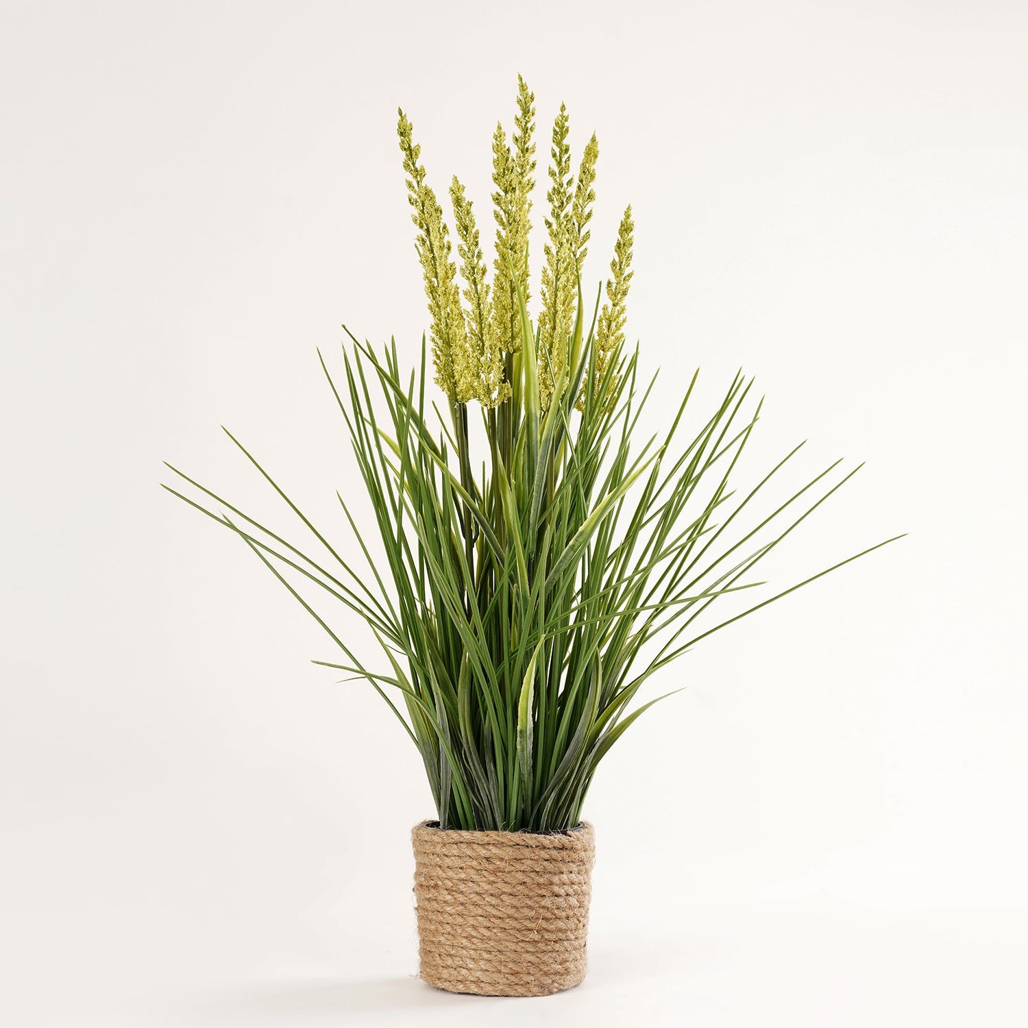 Green Artificial Reed Flower In Rattan Basket