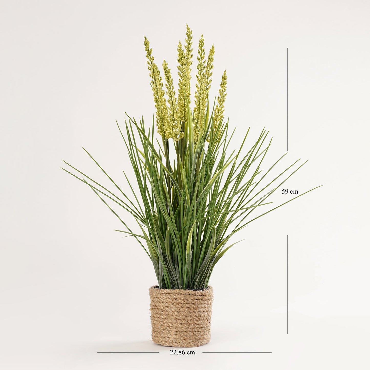 Green Artificial Reed Flower In Rattan Basket