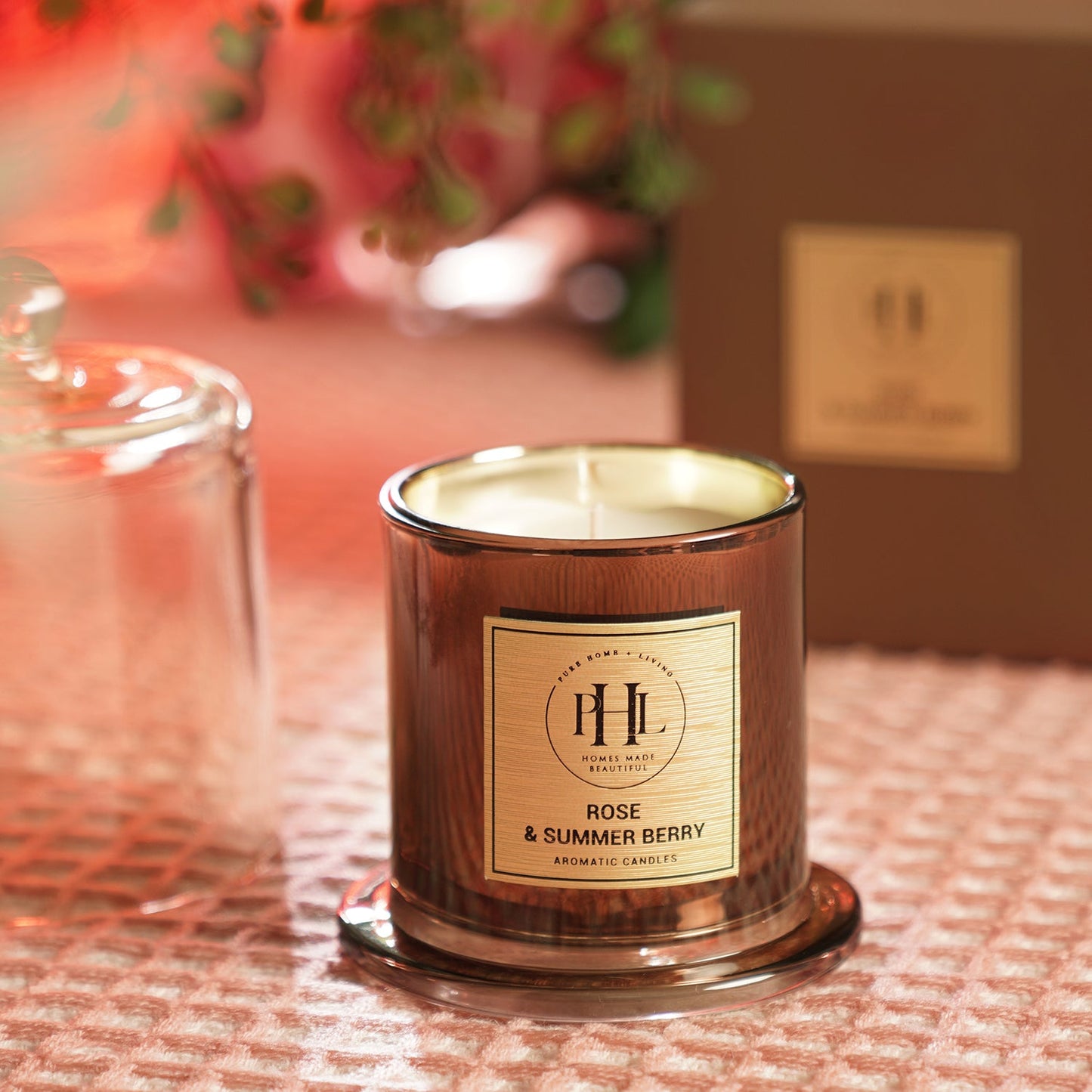 Rose & Summer Berry Scented Candle with Cloche