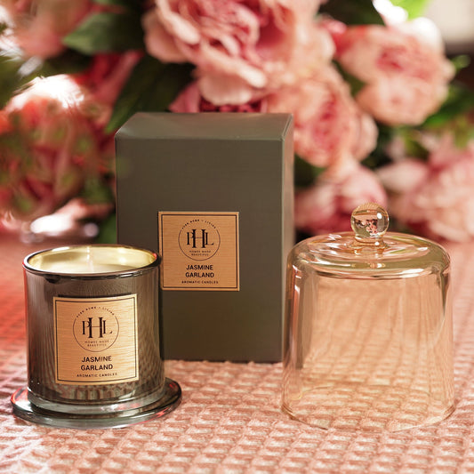 Jasmine Garland Scented Candle with Cloche