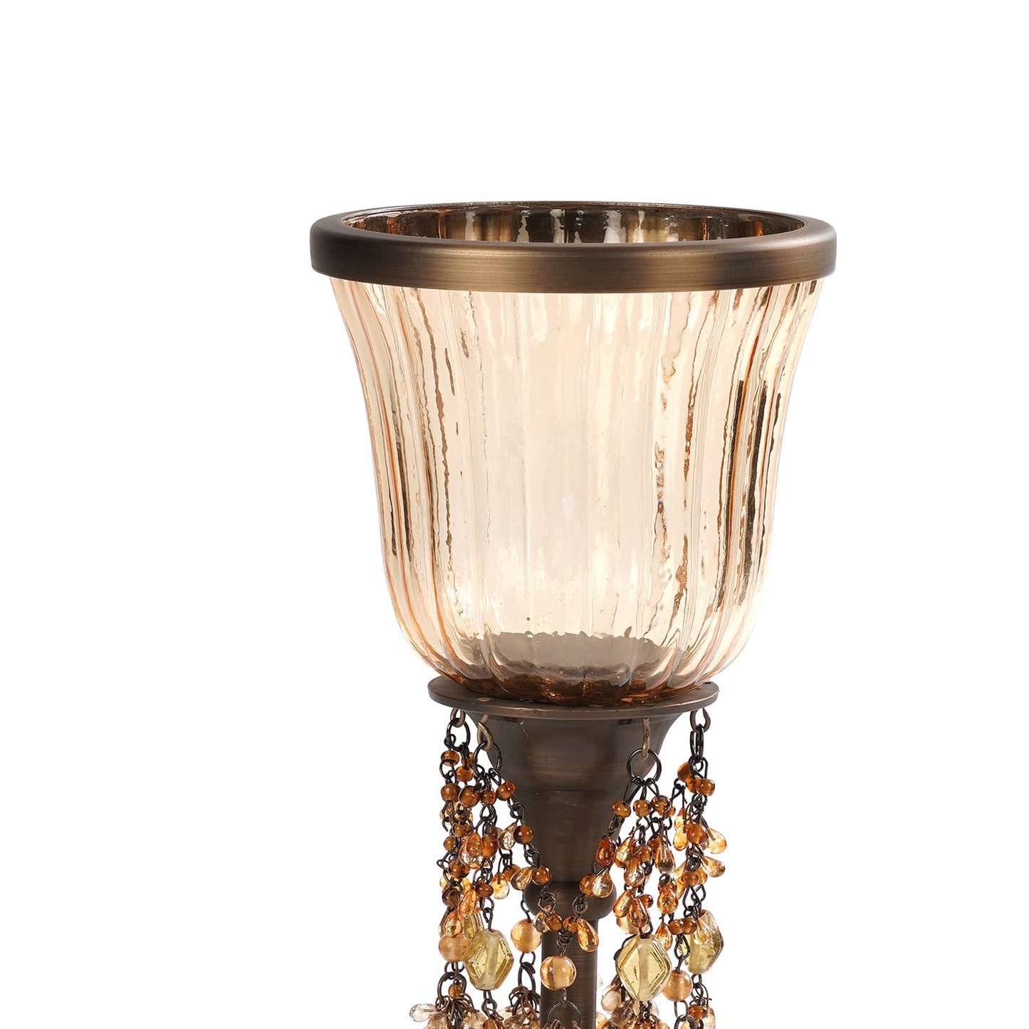 Amber Votive Candle Holder with Stand & Crystals - Small