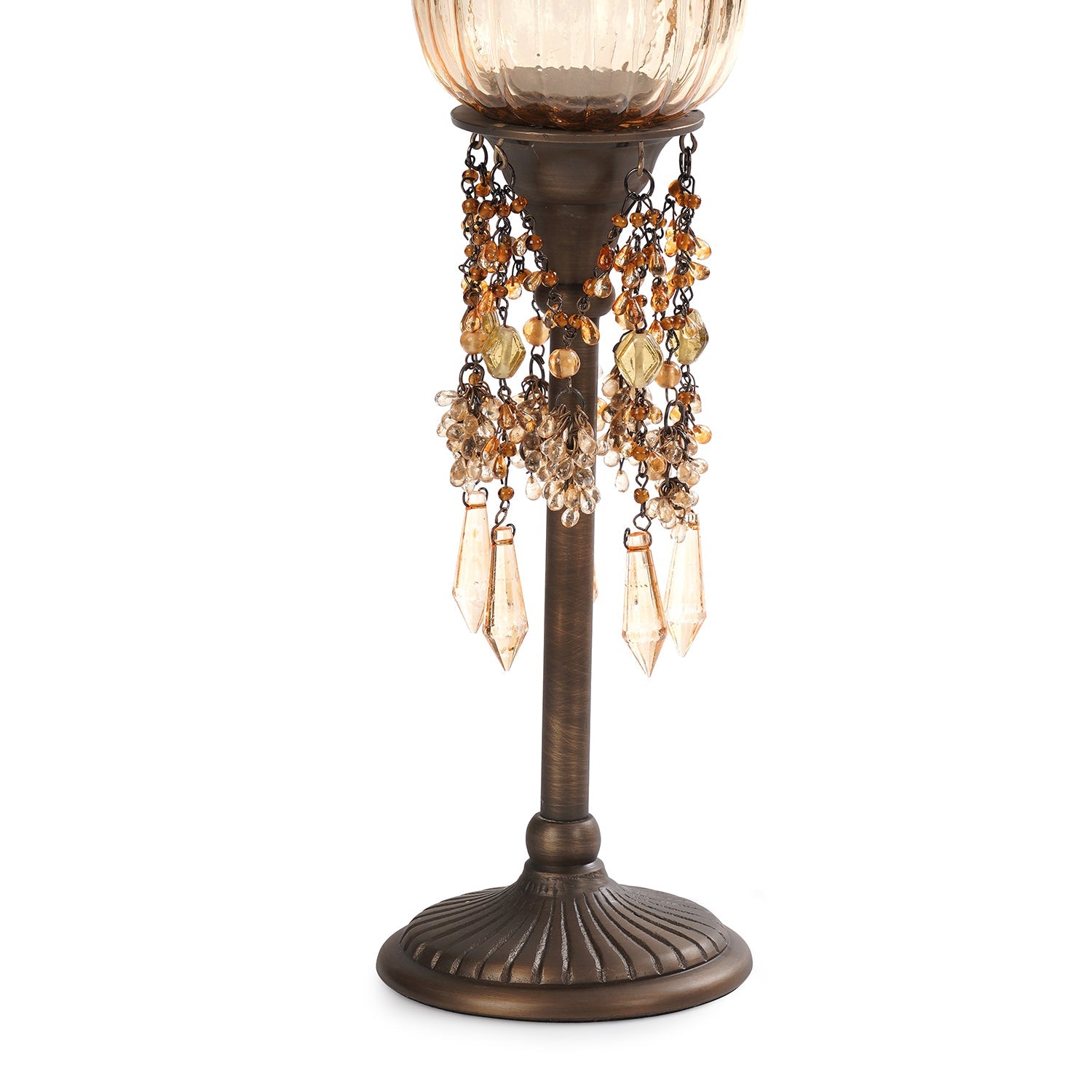 Amber Votive Candle Holder with Stand & Crystals - Small