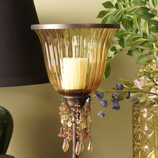 Yellow Crystal Votive Candle Holder with Stand - Large