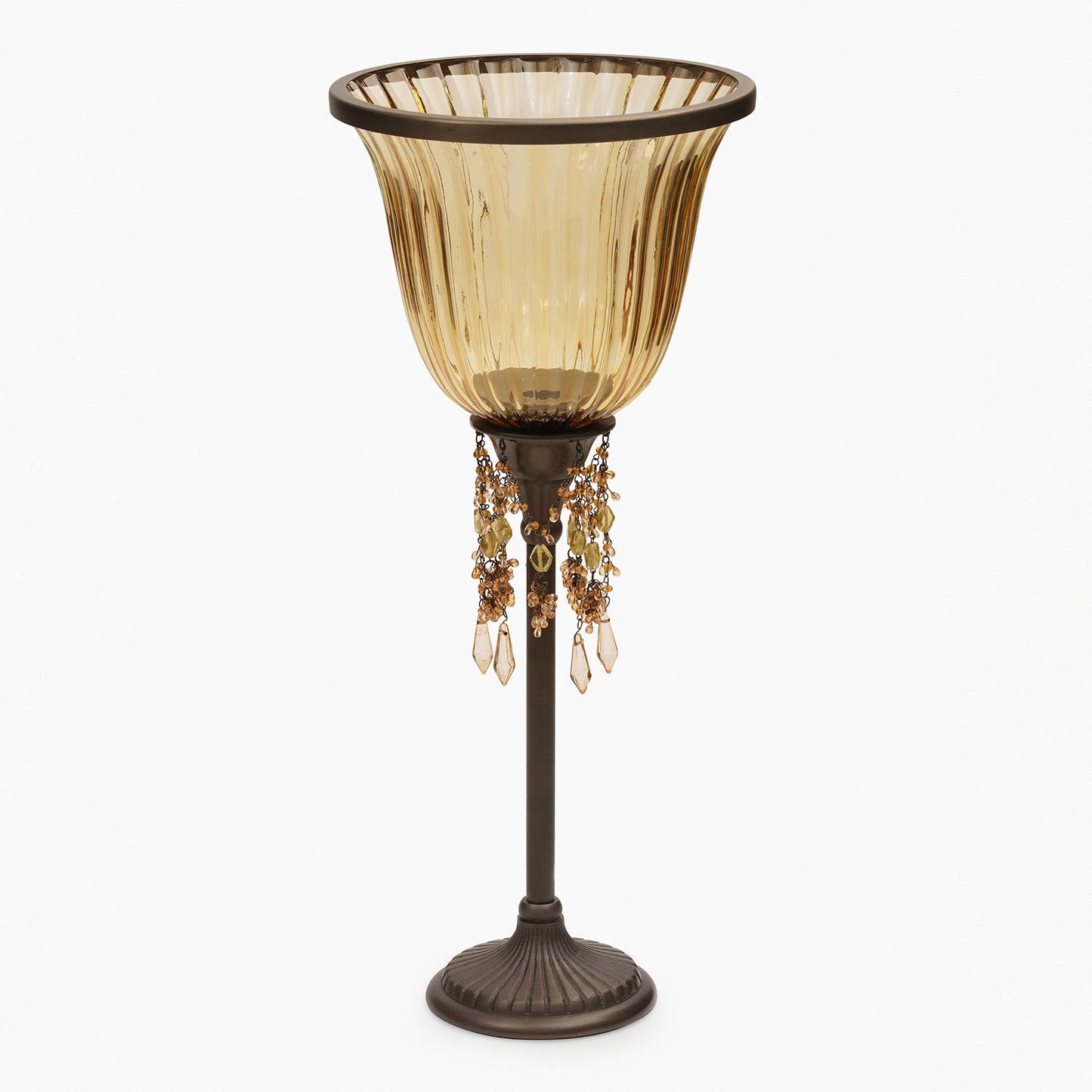 Yellow Crystal Votive Candle Holder with Stand - Large
