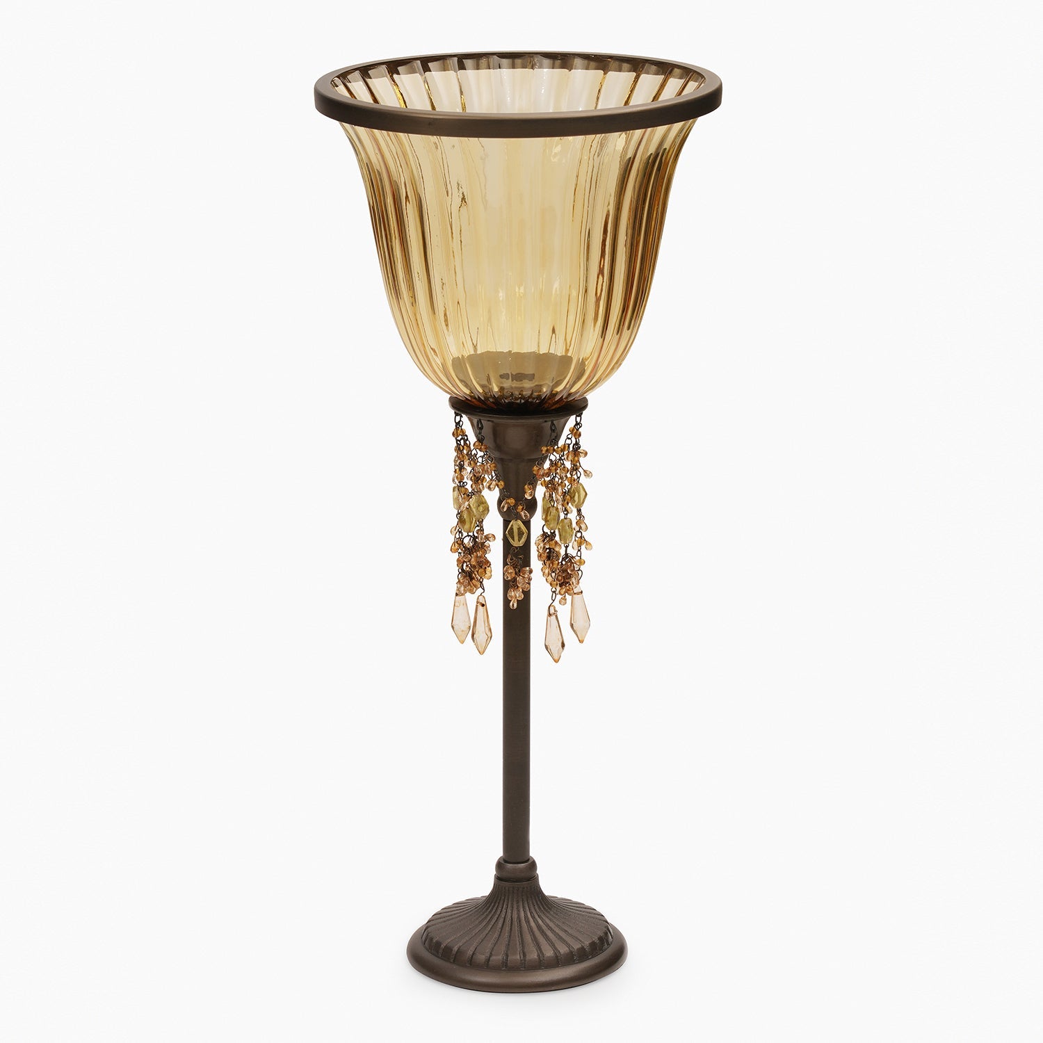 Yellow Crystal Votive Candle Holder with Stand - Large