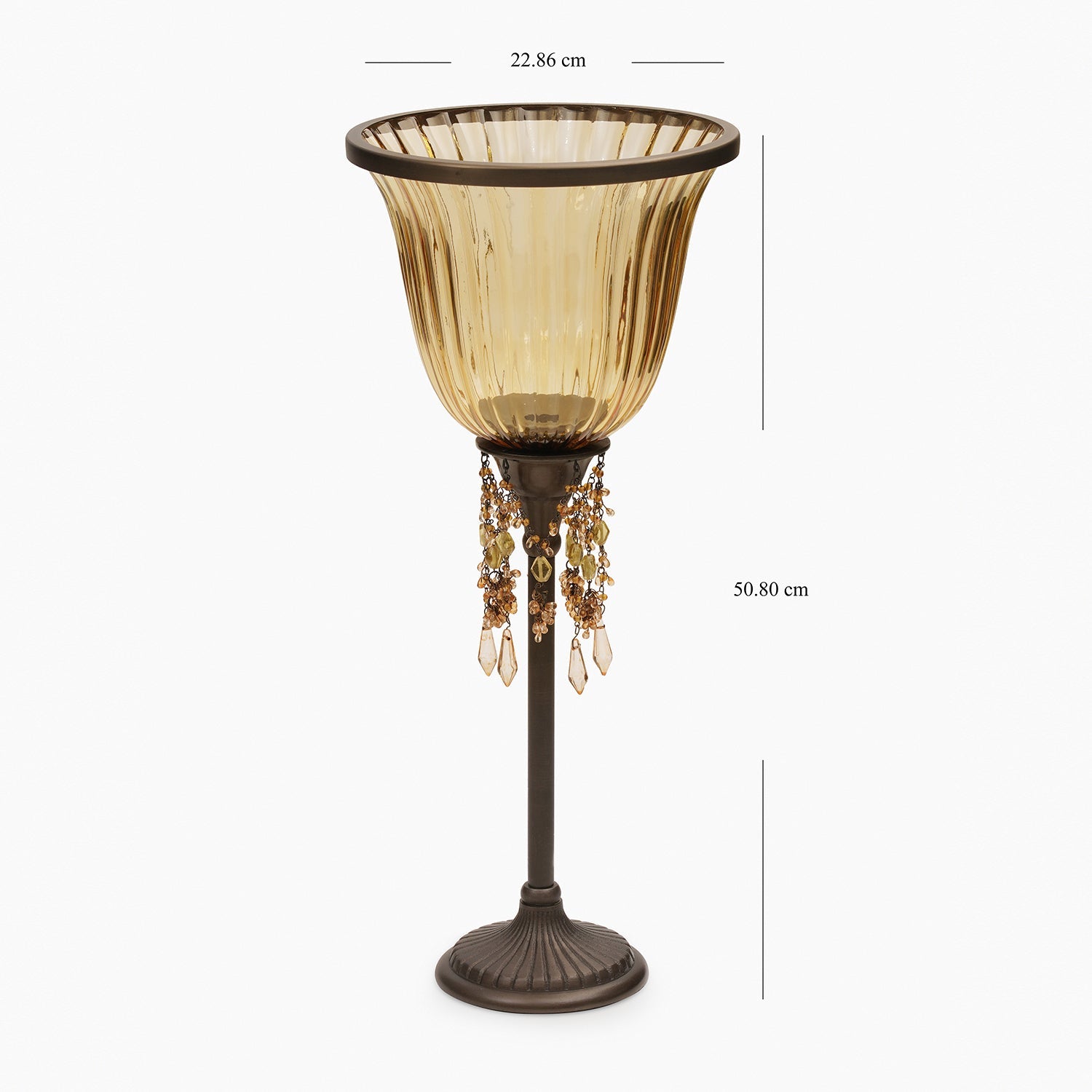 Yellow Crystal Votive Candle Holder with Stand - Large