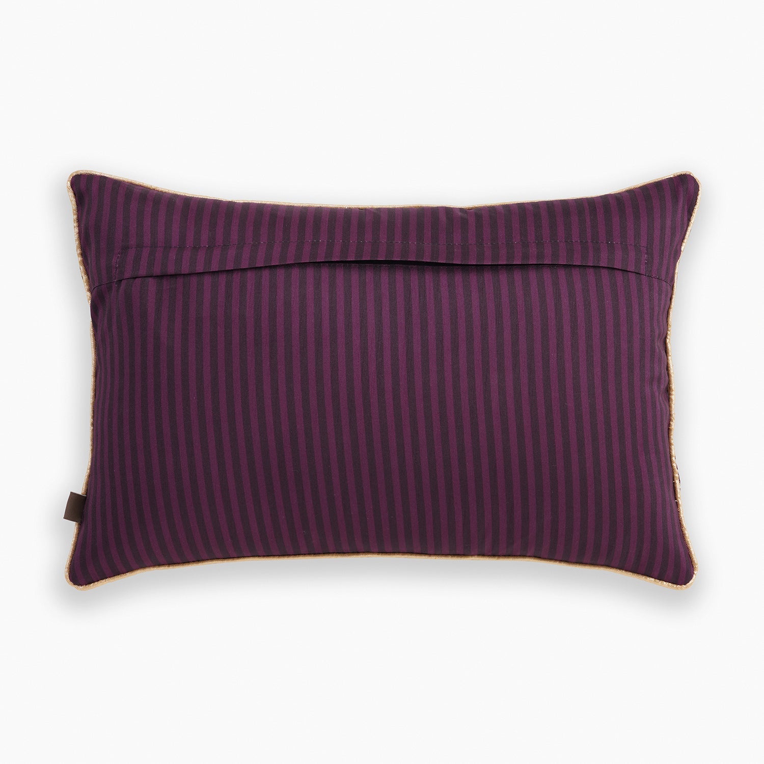 Purple Zari Embroidered Velvet Rectangle Cushion Cover